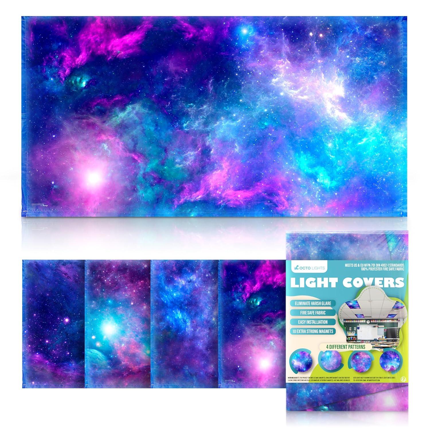 Octo Lights Fluorescent Light Covers For Ceiling Lights - Magnetic Classroom Light Filters - Astronomy