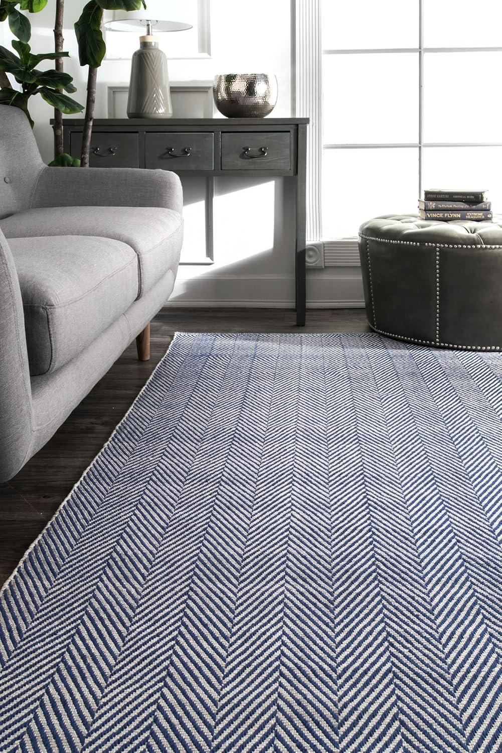 Cotton Hand Loomed Herringbone Cotton Rug - nuLOOM