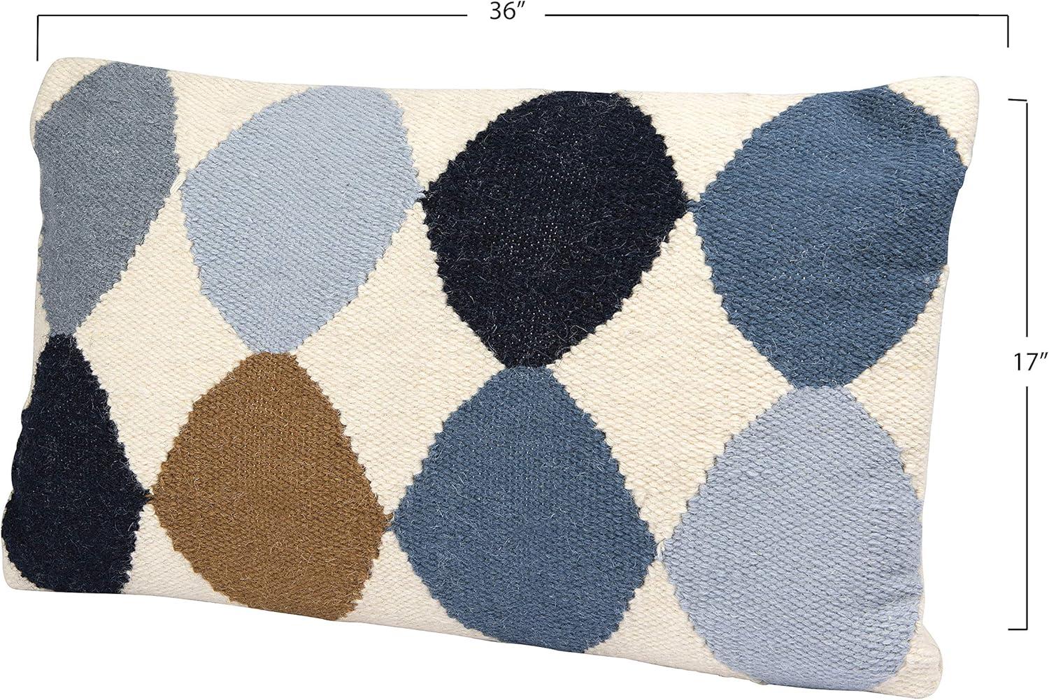 Storied Home Woven Wool Blend Pattern Lumbar Pillow, Multicolor