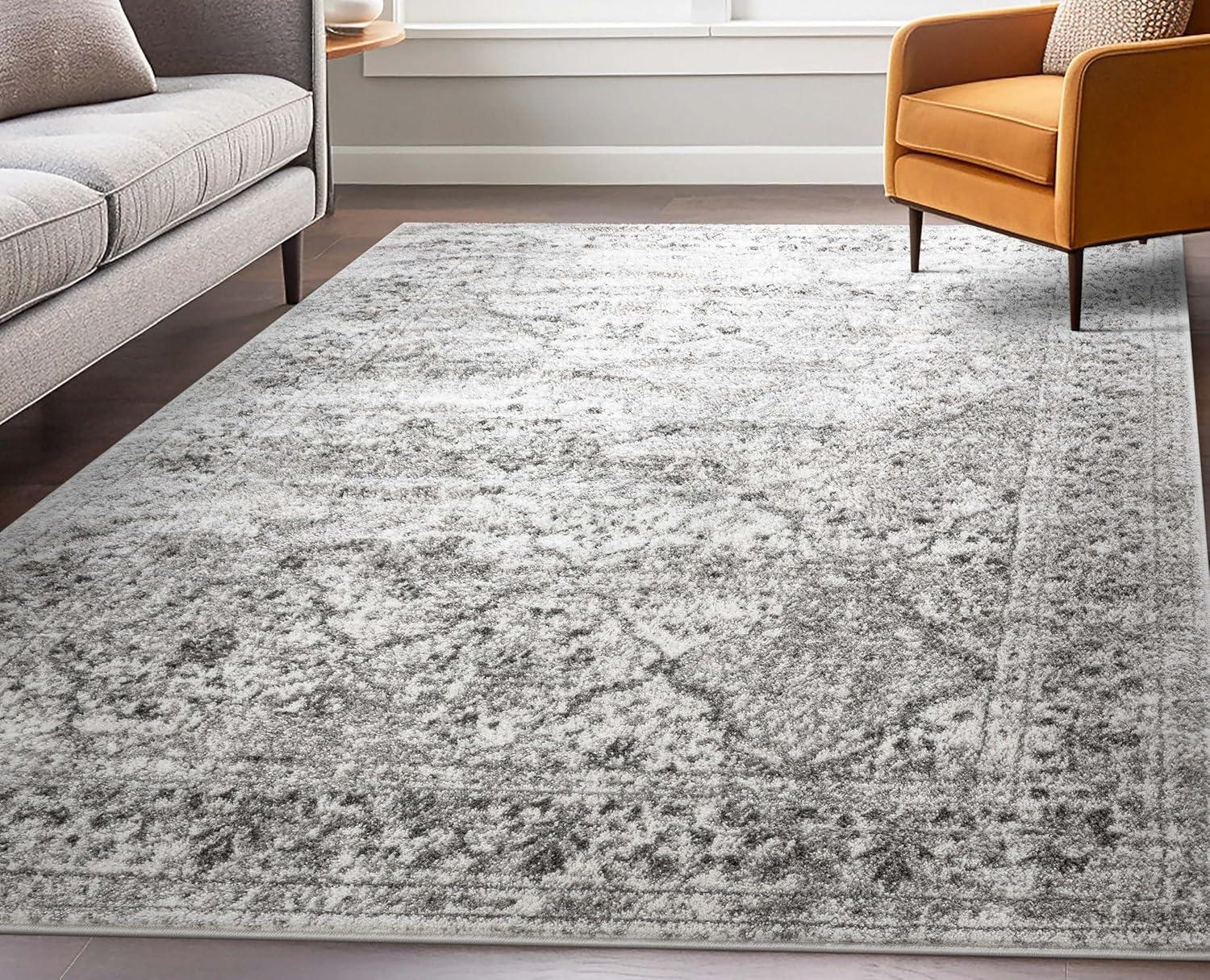 Off-White Polypropylene Oriental 8' x 10' Area Rug