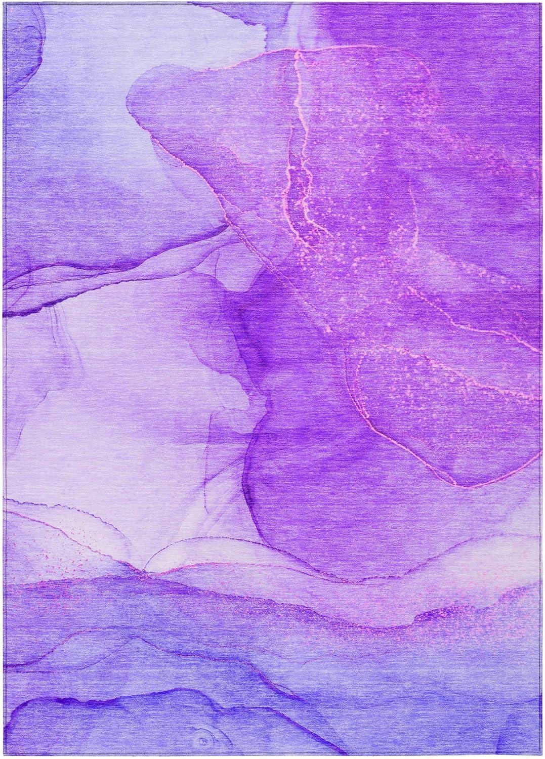 Addison Rugs Chantille Indoor/Outdoor Transitional Watercolors Purple Washable Rectangle Rug, 3' x 5'