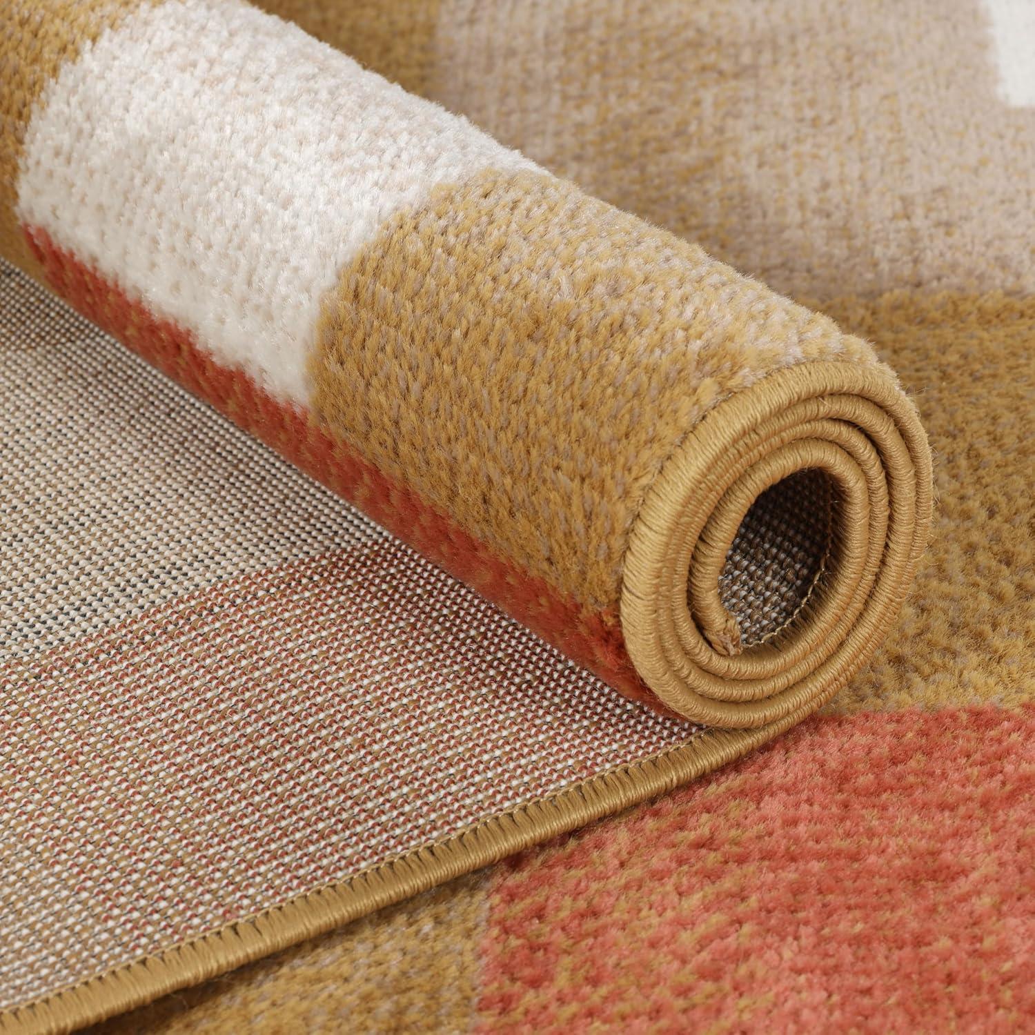 Superior Color Block Area Rug 5' x 8', Ginger