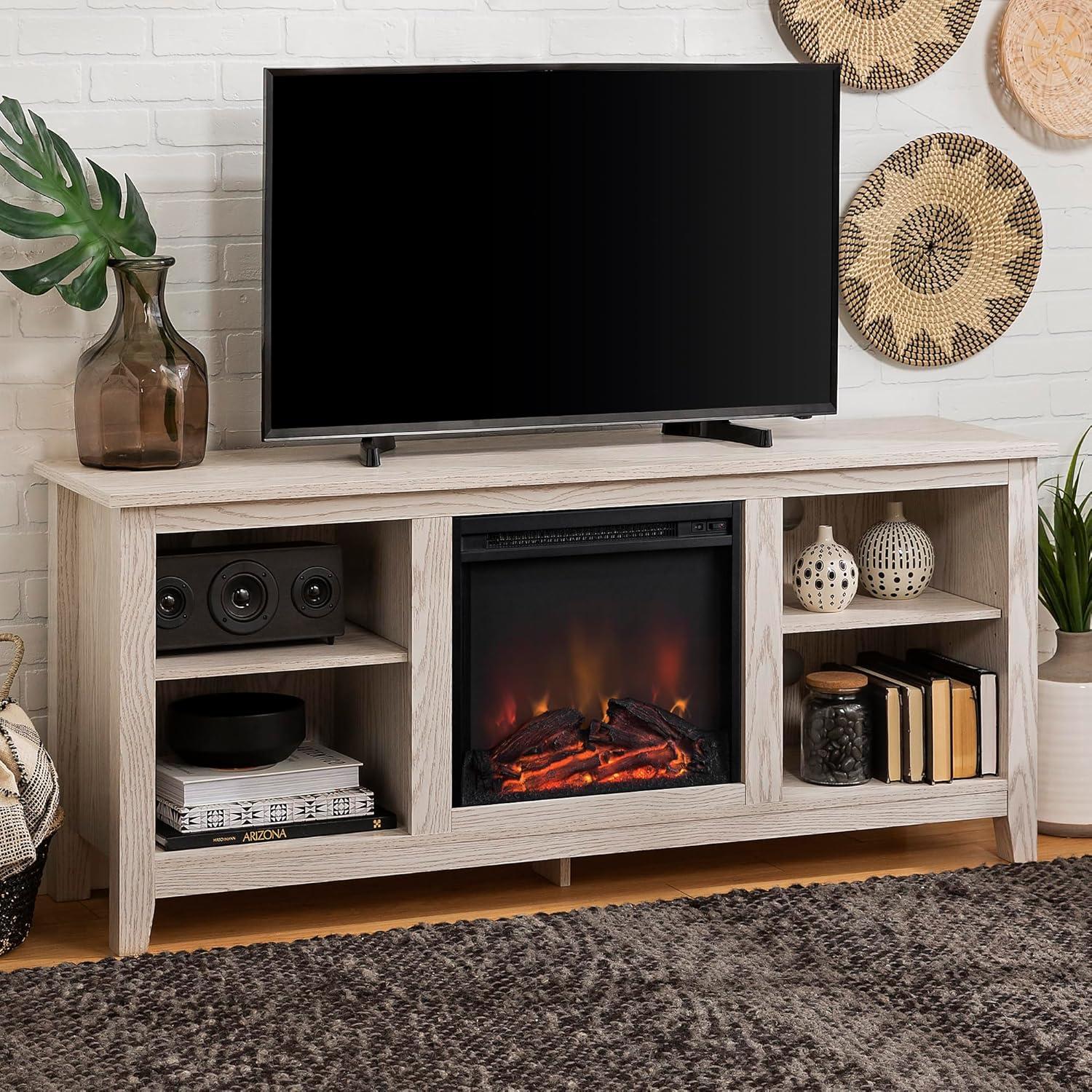 Walker Edison 58" Fireplace TV Stand in White