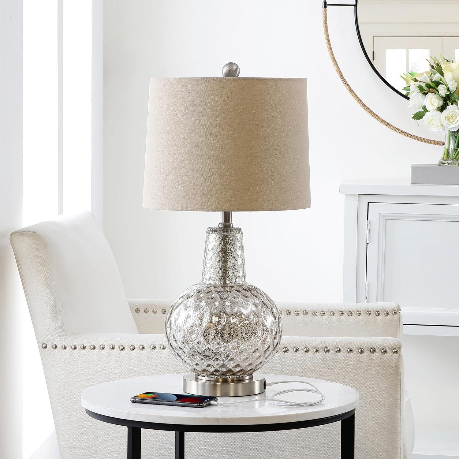 Atlas Table Lamp W/ USB Port - 23.5 Inch Height - TBL4201 - Mercury - Safavieh