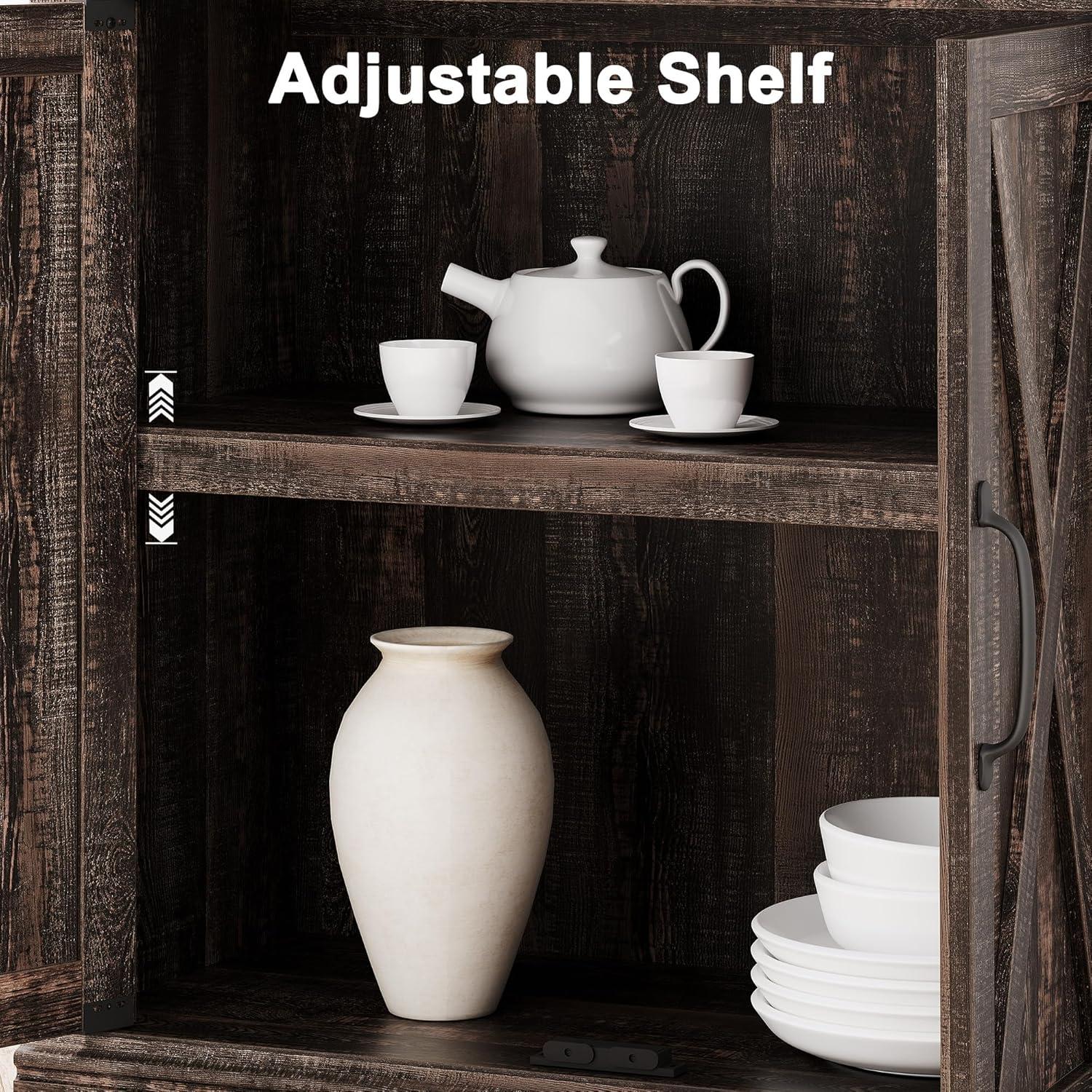 5-Tier Wooden Bookshelves with Cabinet Doors and Bookcases with Doors Floor Bookshelves and Office Storage Cabinets