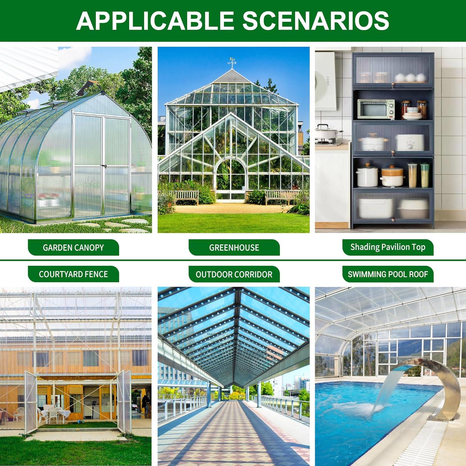 Clear Twin-Wall Polycarbonate Outdoor Greenhouse Panels Set