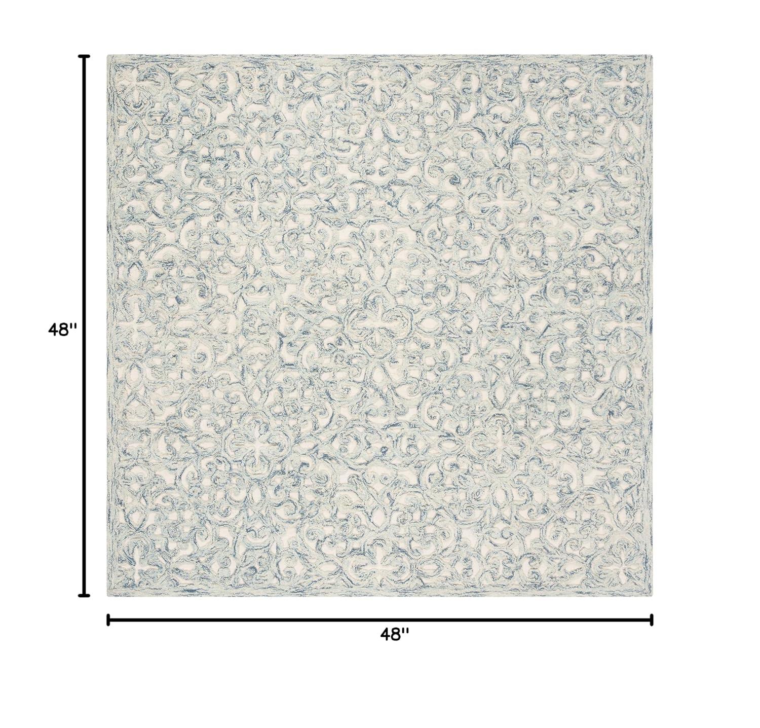 Trace TRC103 Hand Tufted Indoor Accent Rug - Blue/Ivory - 4'x4' - Safavieh