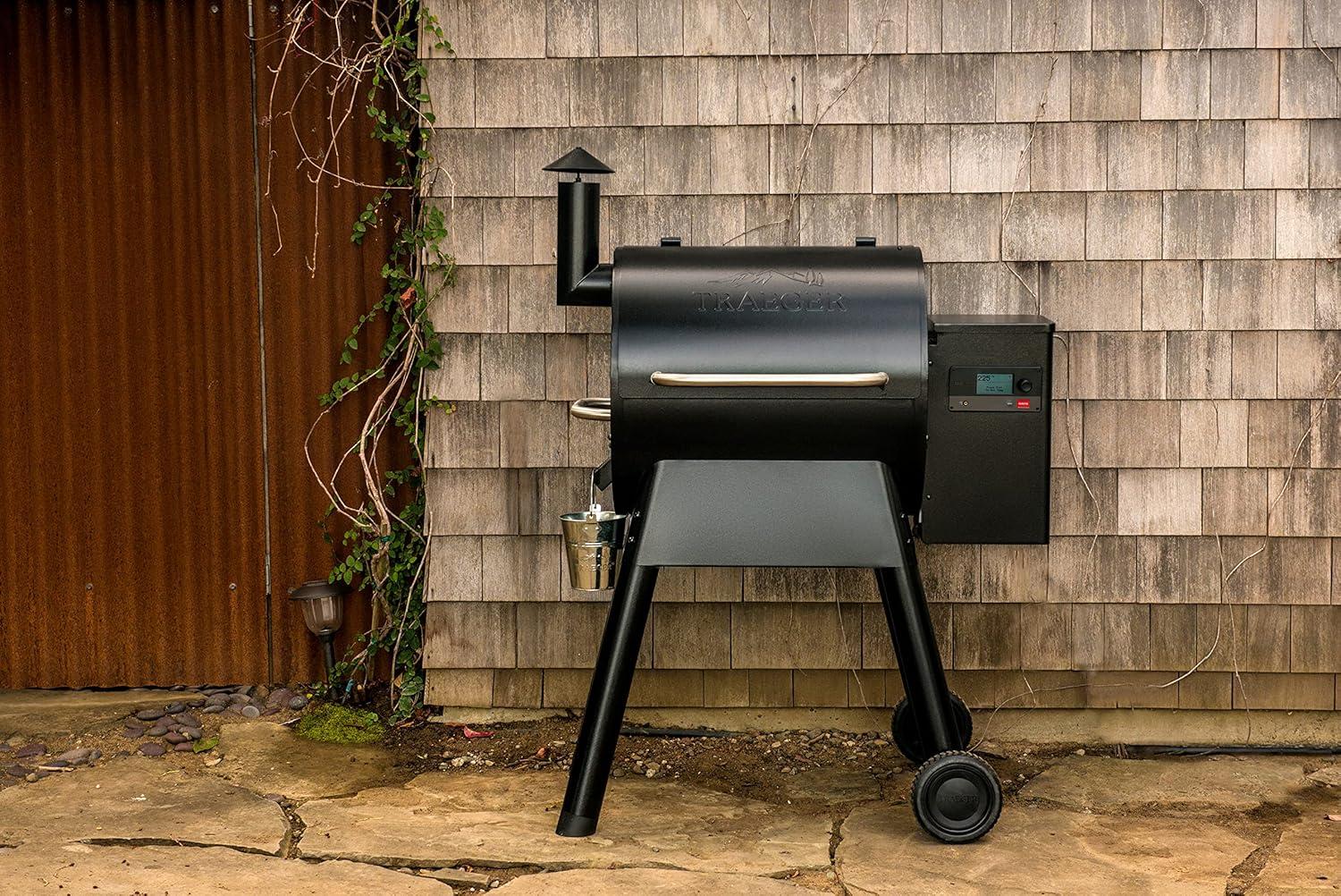 Black Steel WiFi-Enabled Wood Pellet Smoker Grill