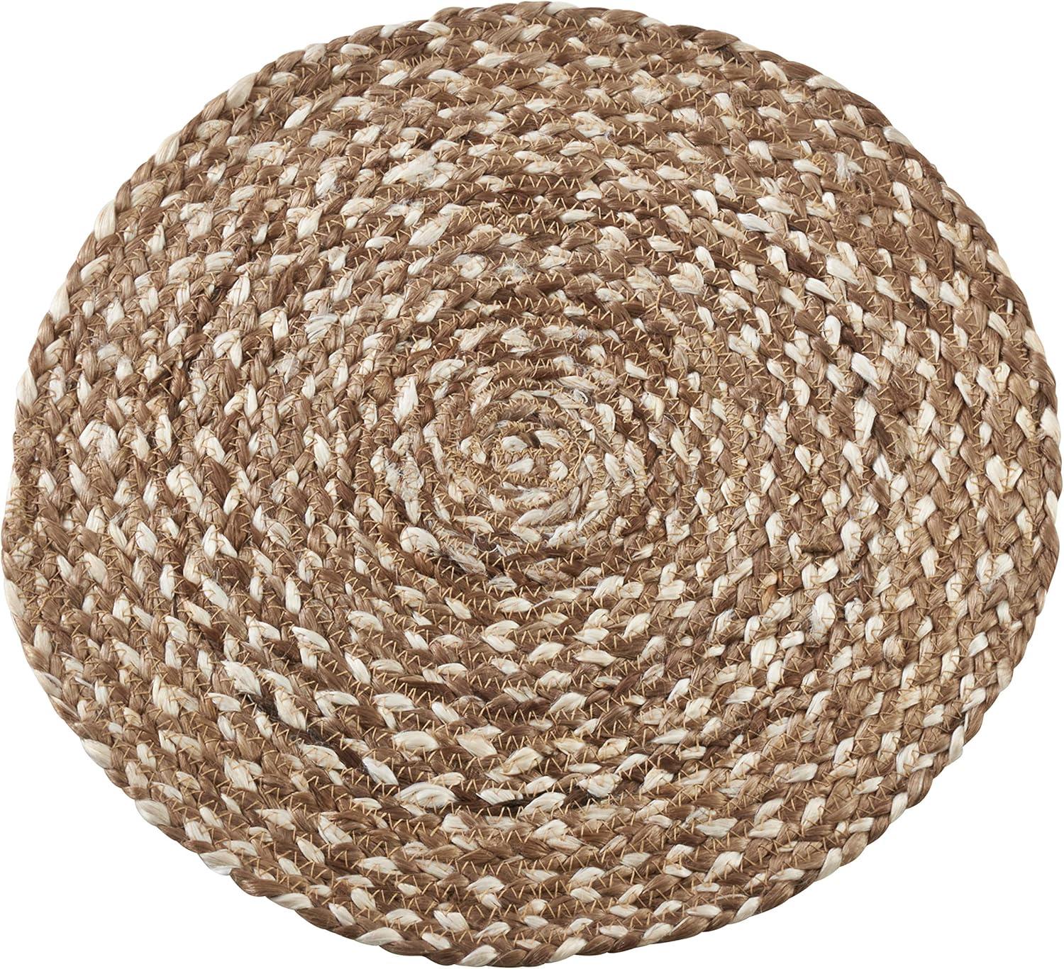 Round Woven Jute Placemats Set of 4 in Coffee