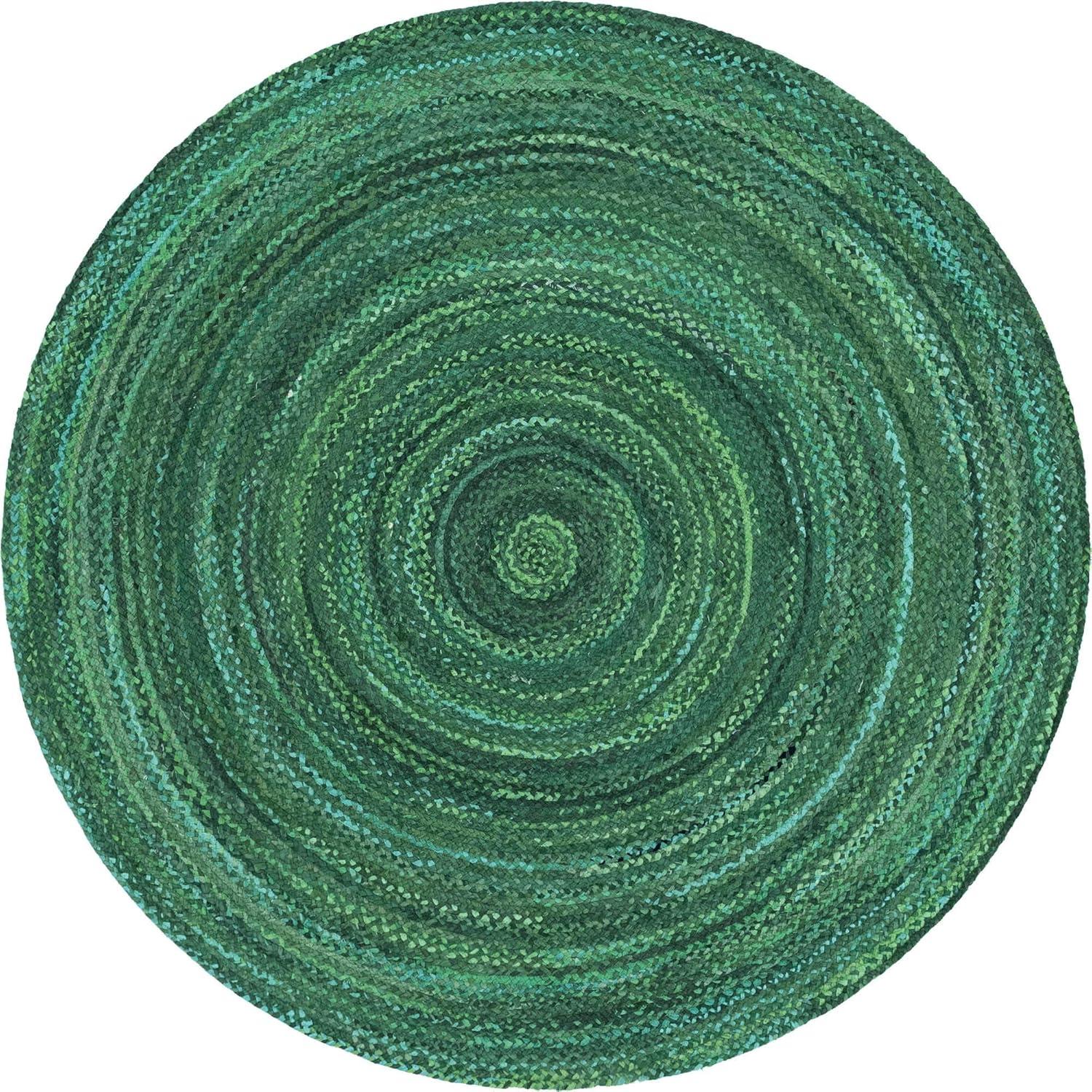 Unique Loom Braided Chindi Collection Area Rug - Layer (8' Round Green/Hunter Green)