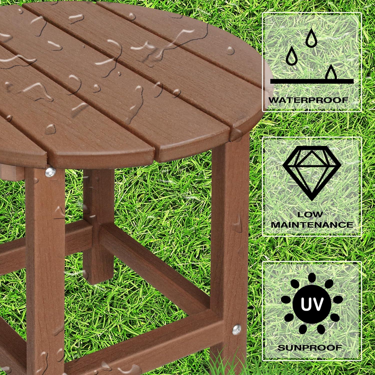 WestinTrends All-Weather Outdoor Patio Round Poly Adirondack Side Table, Orange