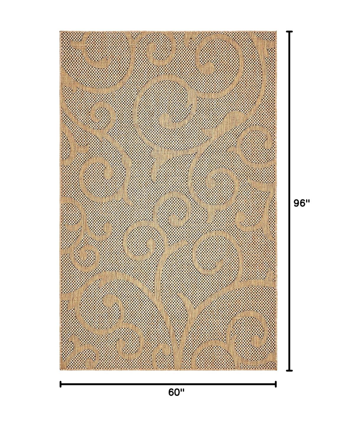 Unique Loom 5' 0 x 8' 0 Light Brown Outdoor Botanical Vine Area Rug