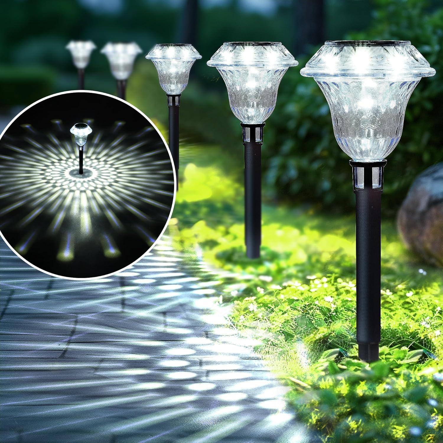 YTKUS 6 Pack Solar Pathway Lights Solar Garden Lights Outdoor LED Waterproof Color Changing Outdoor Solar Lights for Yard Garden Decor Outside Decor,Warm White