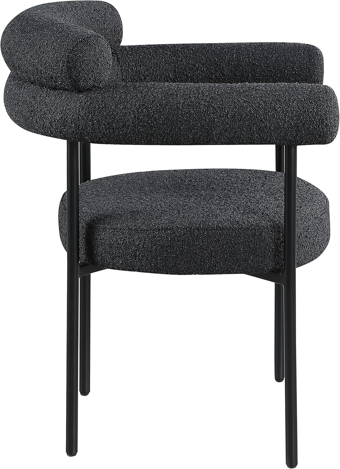 Meridian Furniture Blake Black Boucle Fabric Dining Chair Set of 2