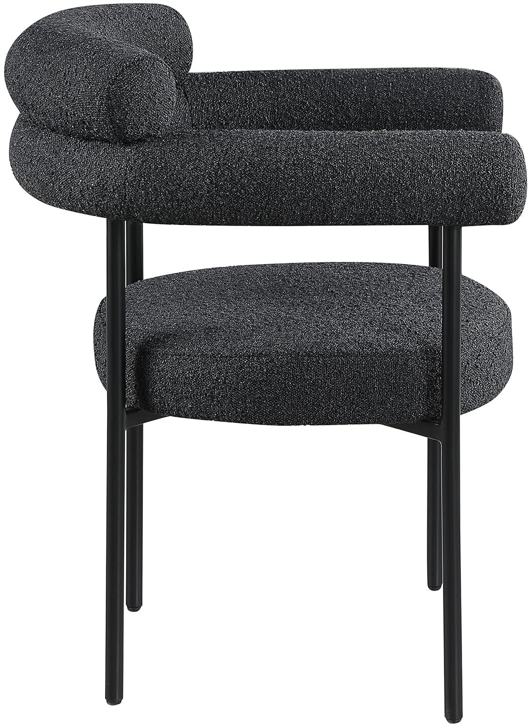 Meridian Furniture Blake Black Boucle Fabric Dining Chair Set of 2