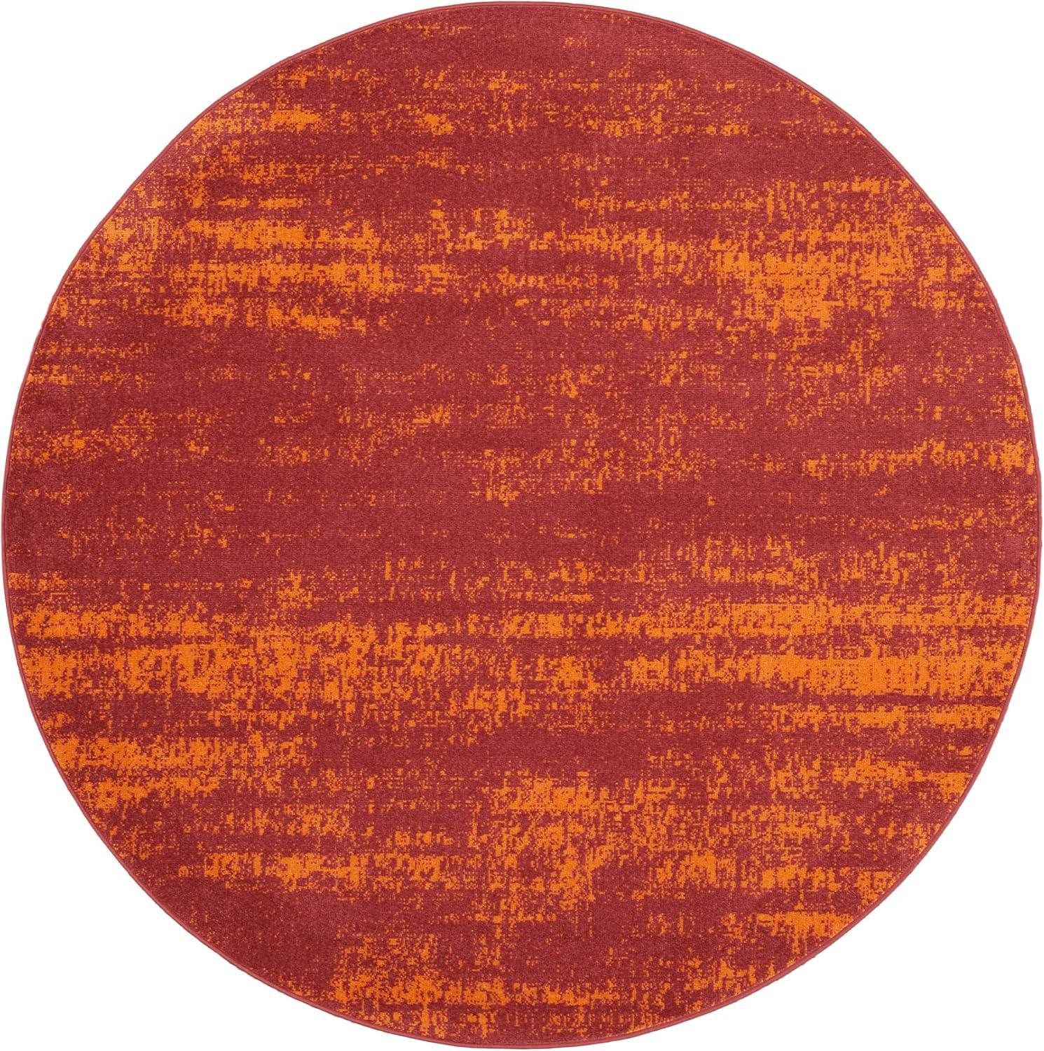 Nourison Essentials 4' x round Red Modern Indoor/Outdoor Rug