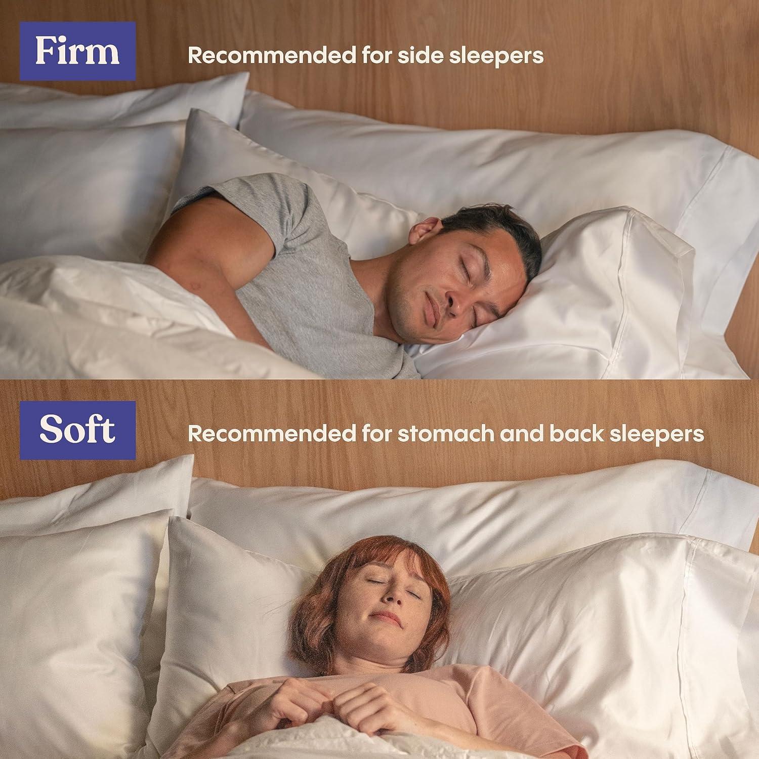 FluffCo Down & Feather Pillow - King - Firm - White