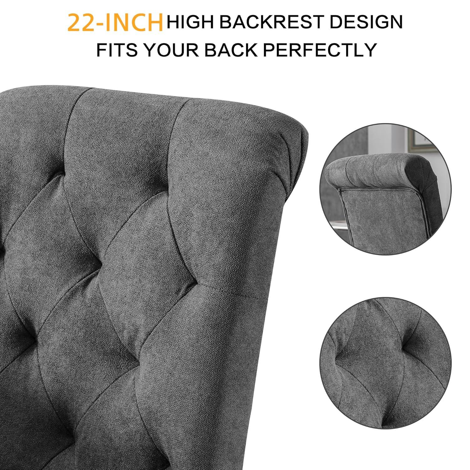 Westice Dining Room Chairs Set of 4 Upholstered Fabric Kitchen Chairs Dining Room Side Chair with Nailhead Trim and Rubber Wood Legs for Small Space Apartment, Light Gray