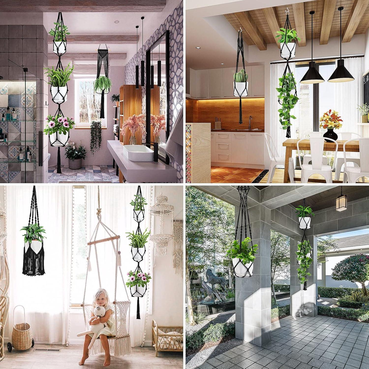 Plant Hangers, 6Pack Hanging for Indoor Plants W/Hangers Kit Handmade Macromay Plant Hangers Indoor Flower Pots