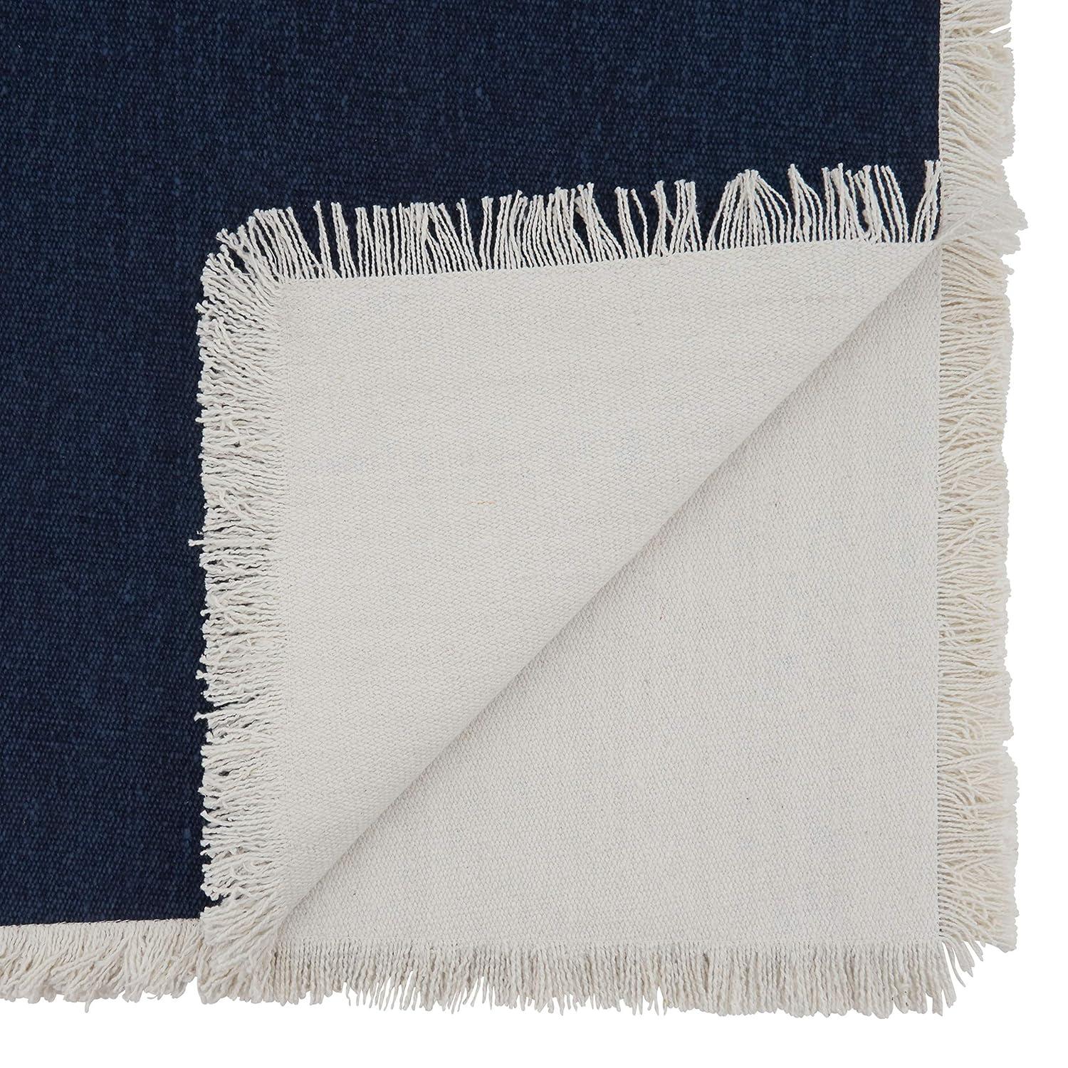 Saro Lifestyle Dining Table Runner With Fringe Borders, Navy Blue, 16" x 72"