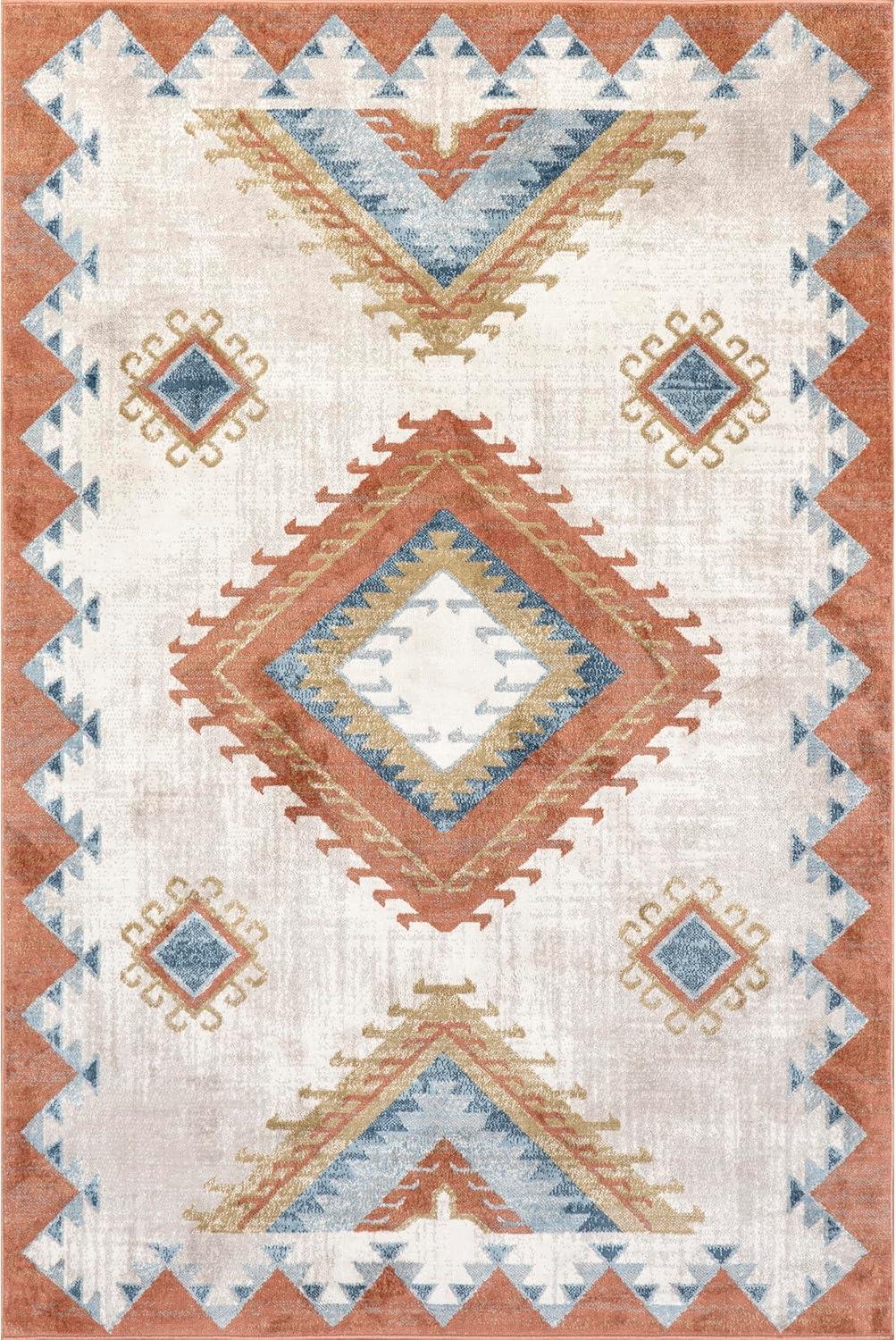 Nuloom Faviola Diamond 4x6 Indoor Area Rug for Living Room Bedroom Dining Room Kitchen, Rust/Light Beige