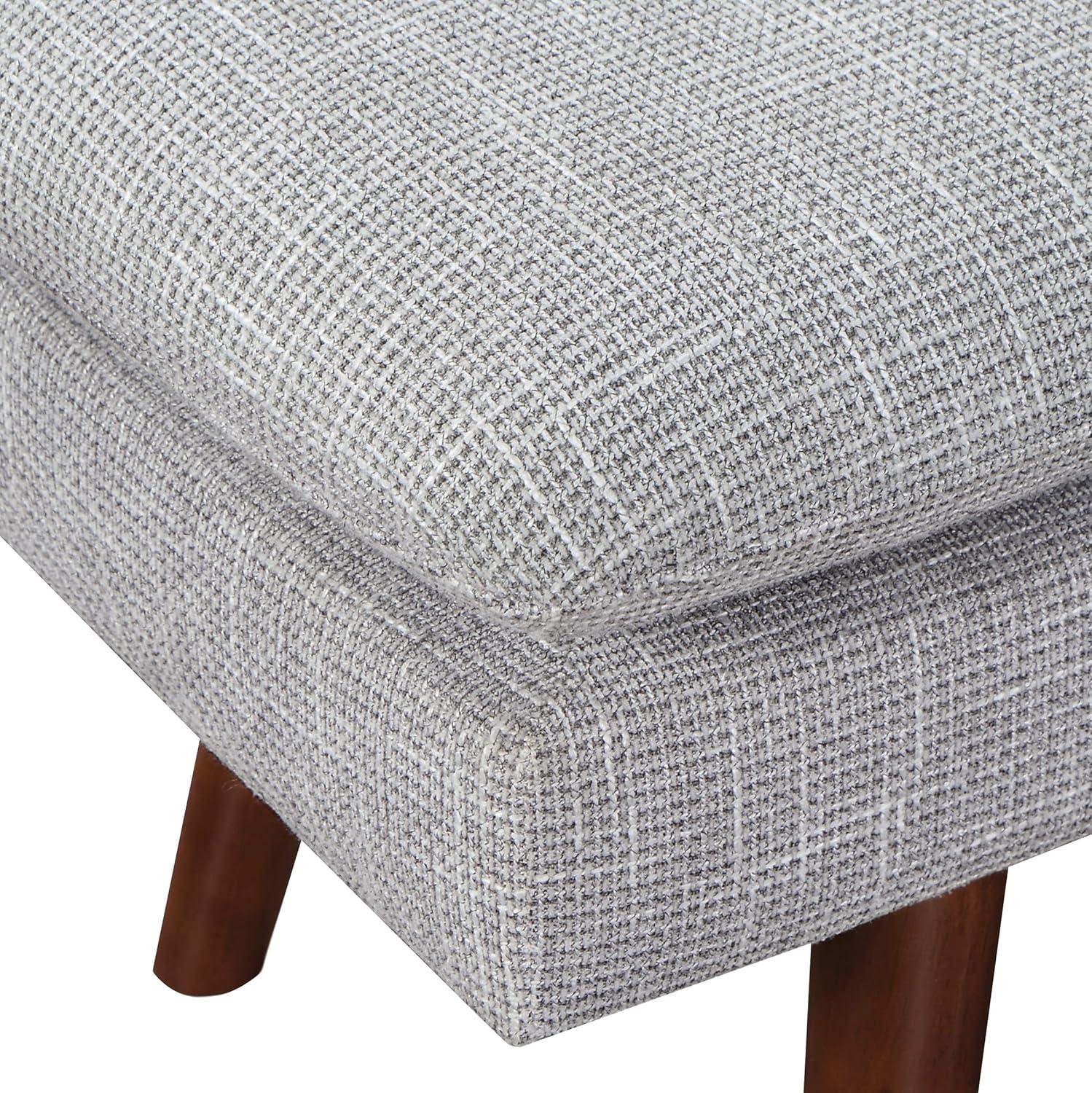 Amanda 54" Gray Fabric Mid-Century Upholstered Bench