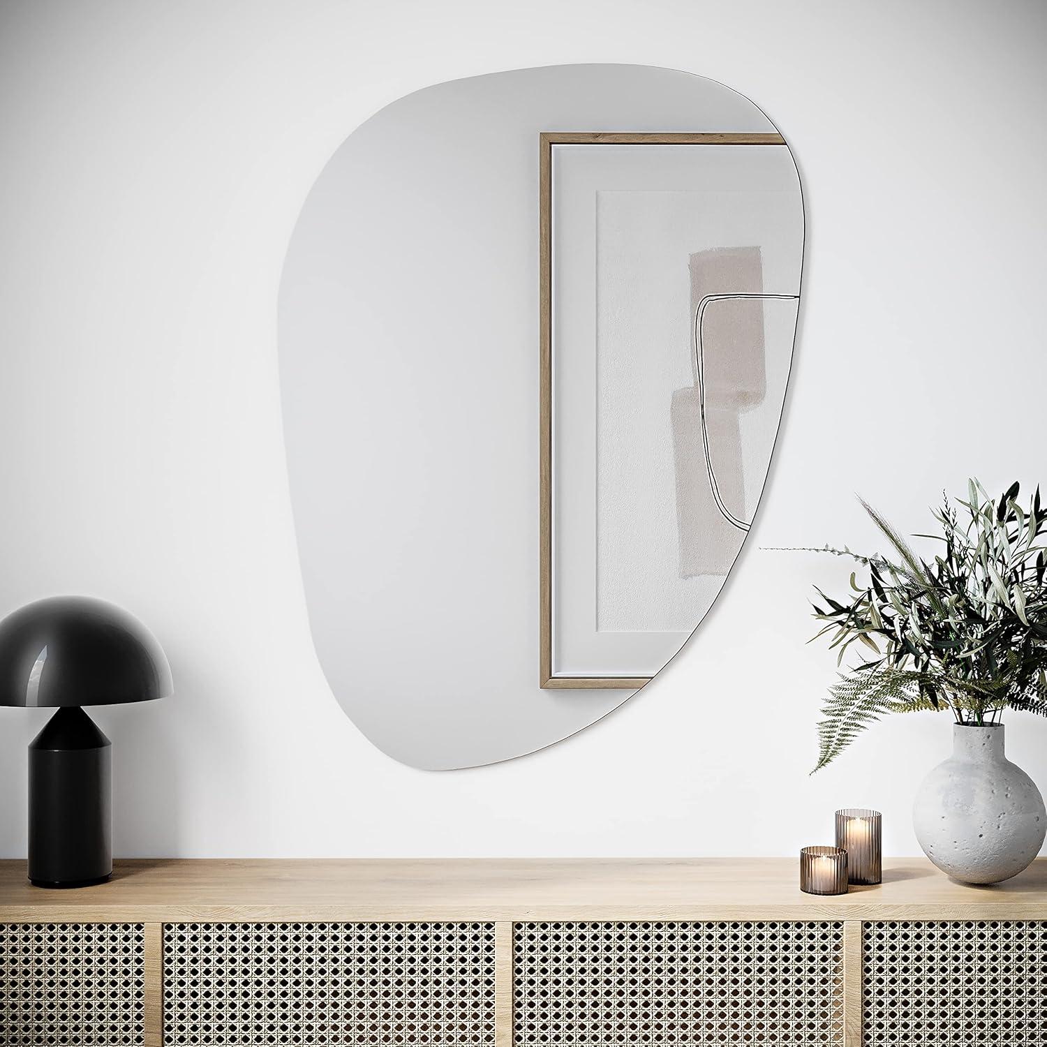 DWELLER Irregular Mirror for Wall Decor 36.2"x27.1", Asymmetrical Mirror, Modern Frameless Wall Mirror for Bathroom Bedroom Entryway Living Room Vanity
