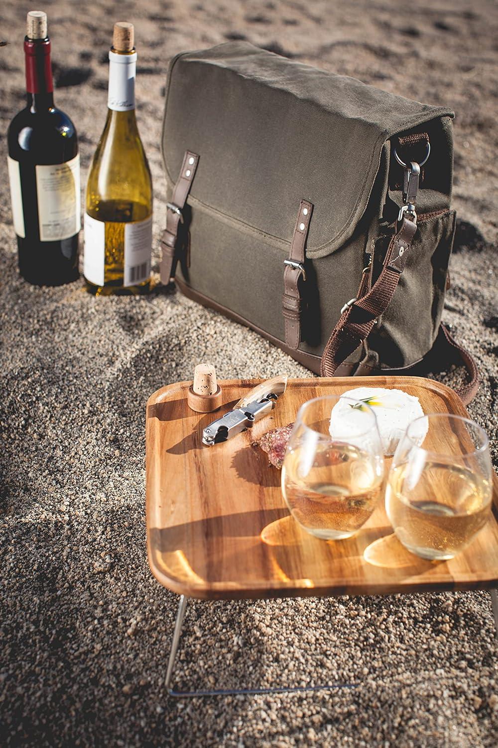 ONIVA™ Adventure Wine Tote Bag - 2 Bottle Wine Bag with Wine Glasses and Mini Table