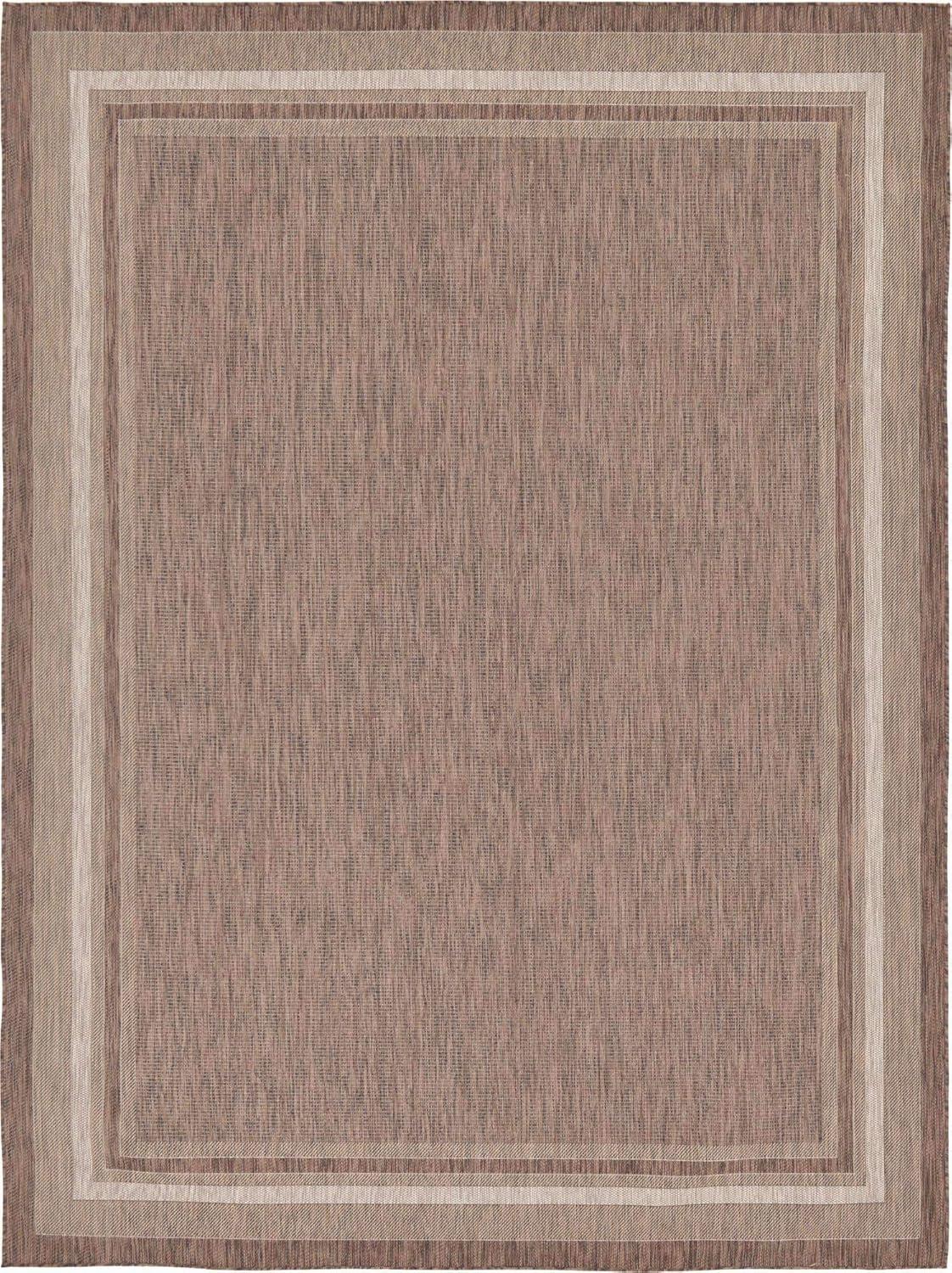 Unique Loom 9' 0 x 12' 0 Rectangle Indoor/Outdoor Border Brown Area Rug