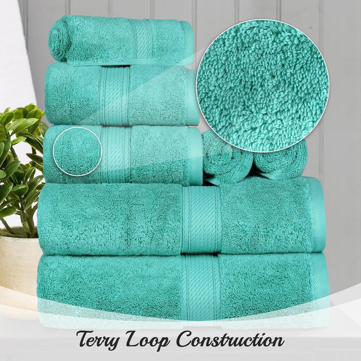 Superior Egyptian Cotton Heavyweight Hand Towel Set of 4, Turquoise