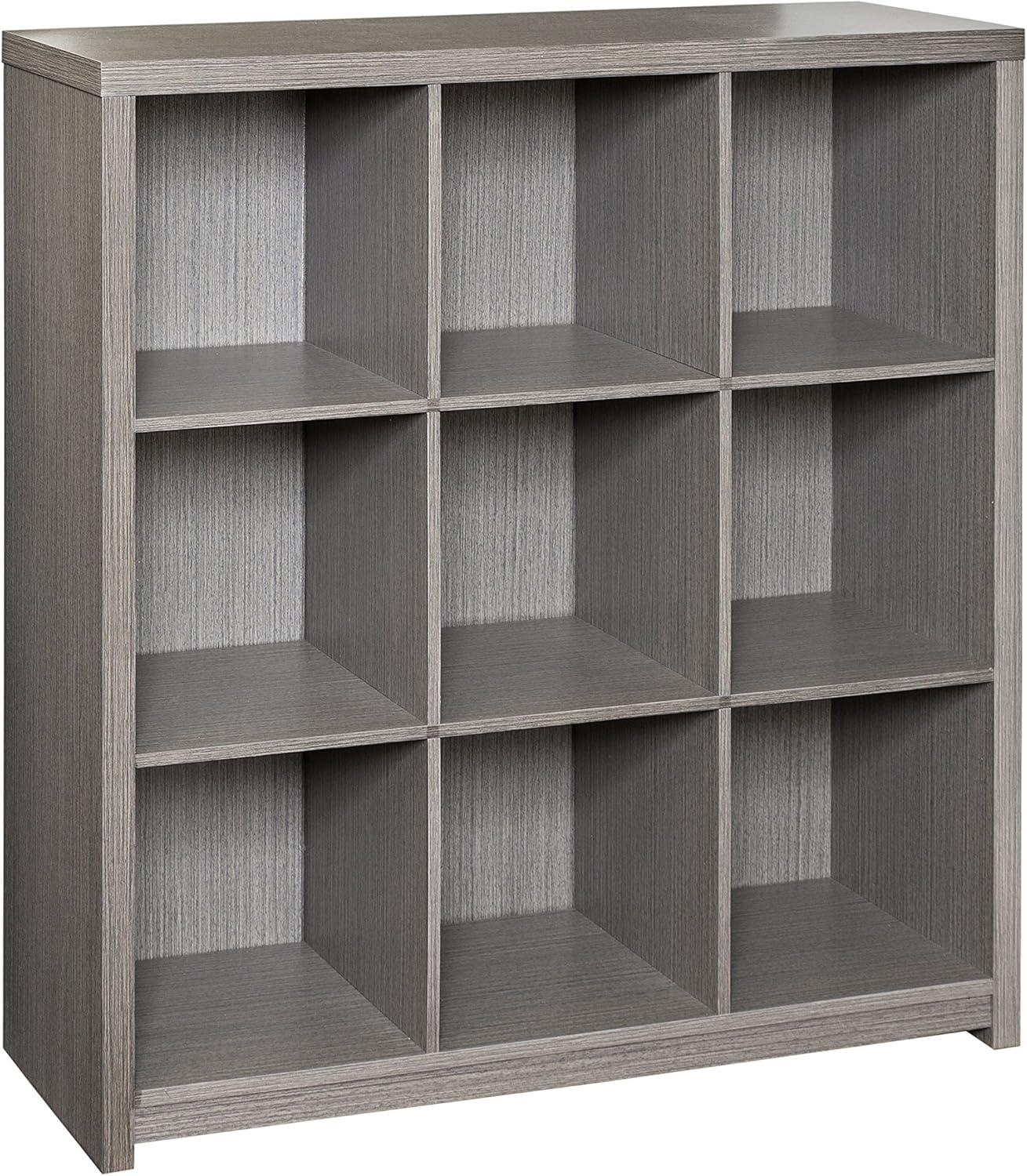 Honey-Can-Do 9 Cube Premium Laminate Shelf: Gray MDF Cubbies Storage, 9 Compartments, Decorative Bookshelf, 135 lb Capacity
