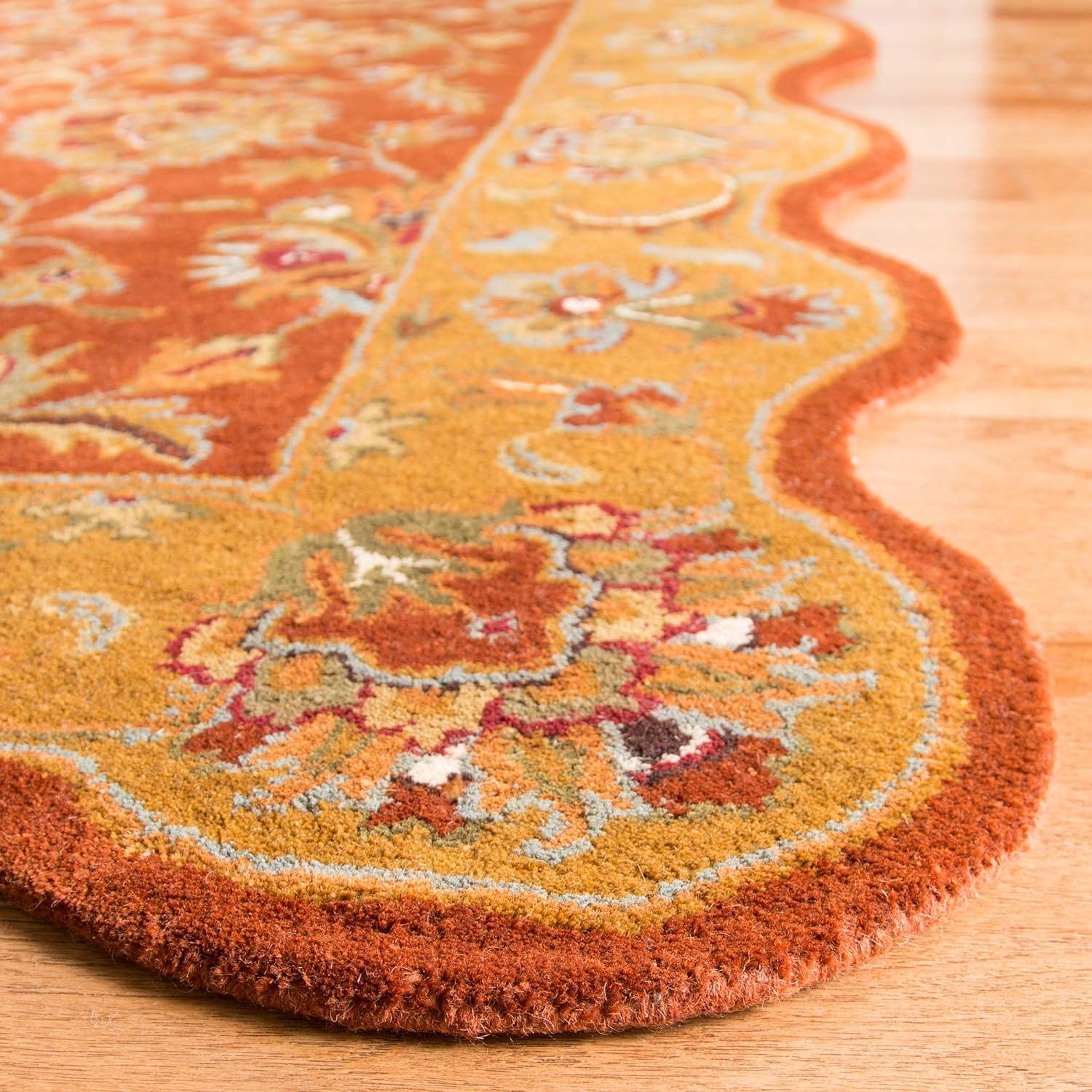 Heritage HG820 Hand Tufted Area Rug - Red/Natural - 6'x9' Scalloped Edge - Safavieh.