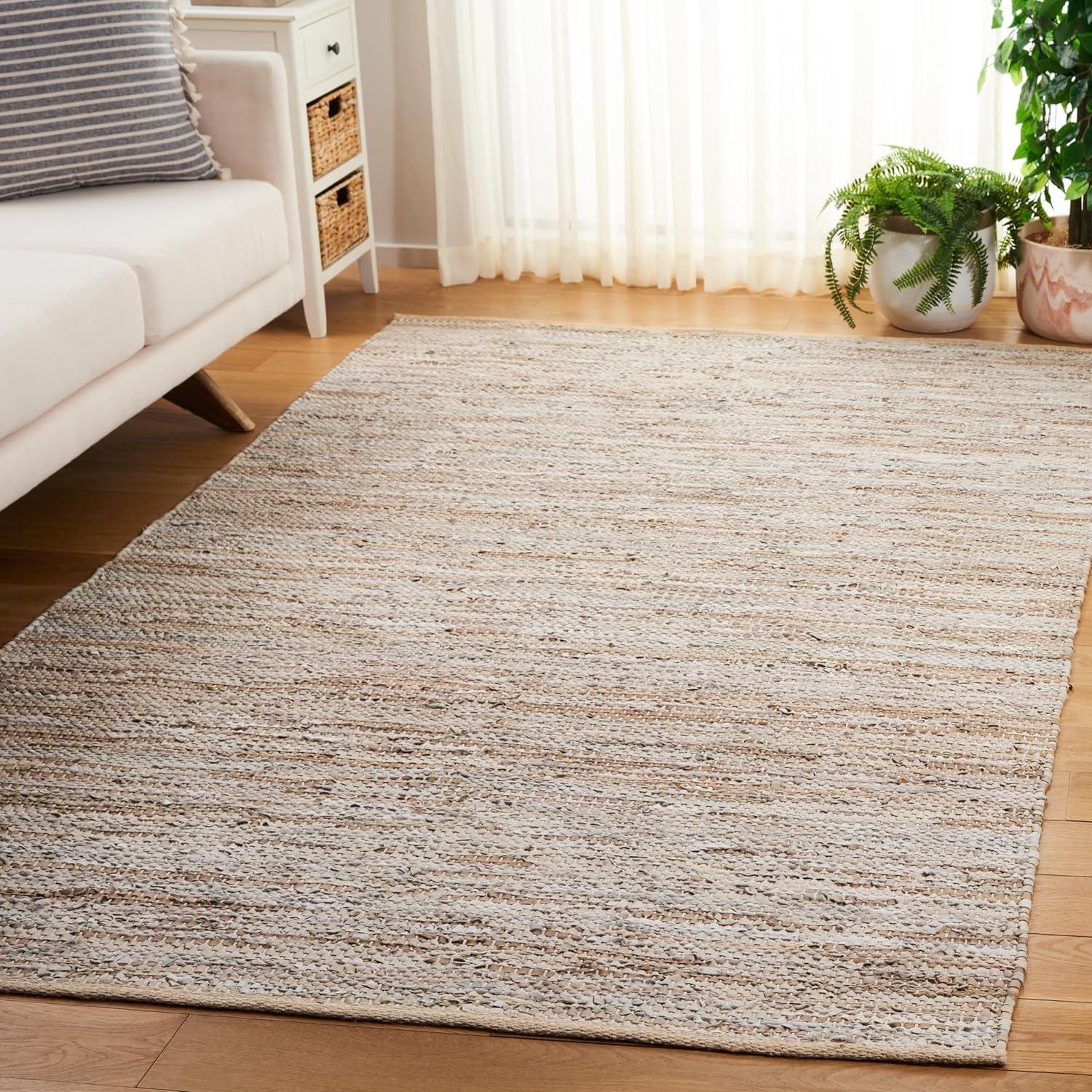 Vintage Leather VTL105 Hand Woven Area Rug - Beige - 4'x6' - Safavieh.