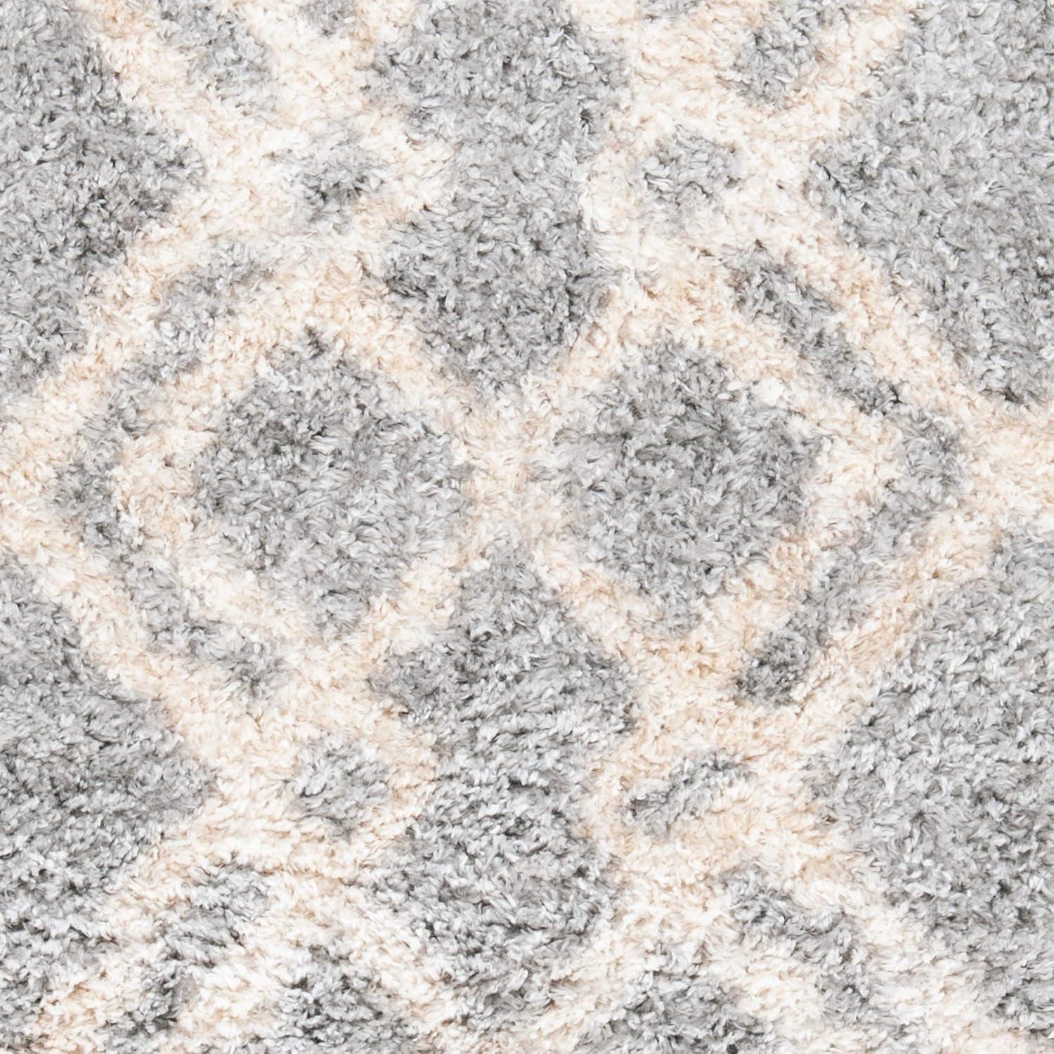 Gray and Cream 10' x 14' Shag Area Rug