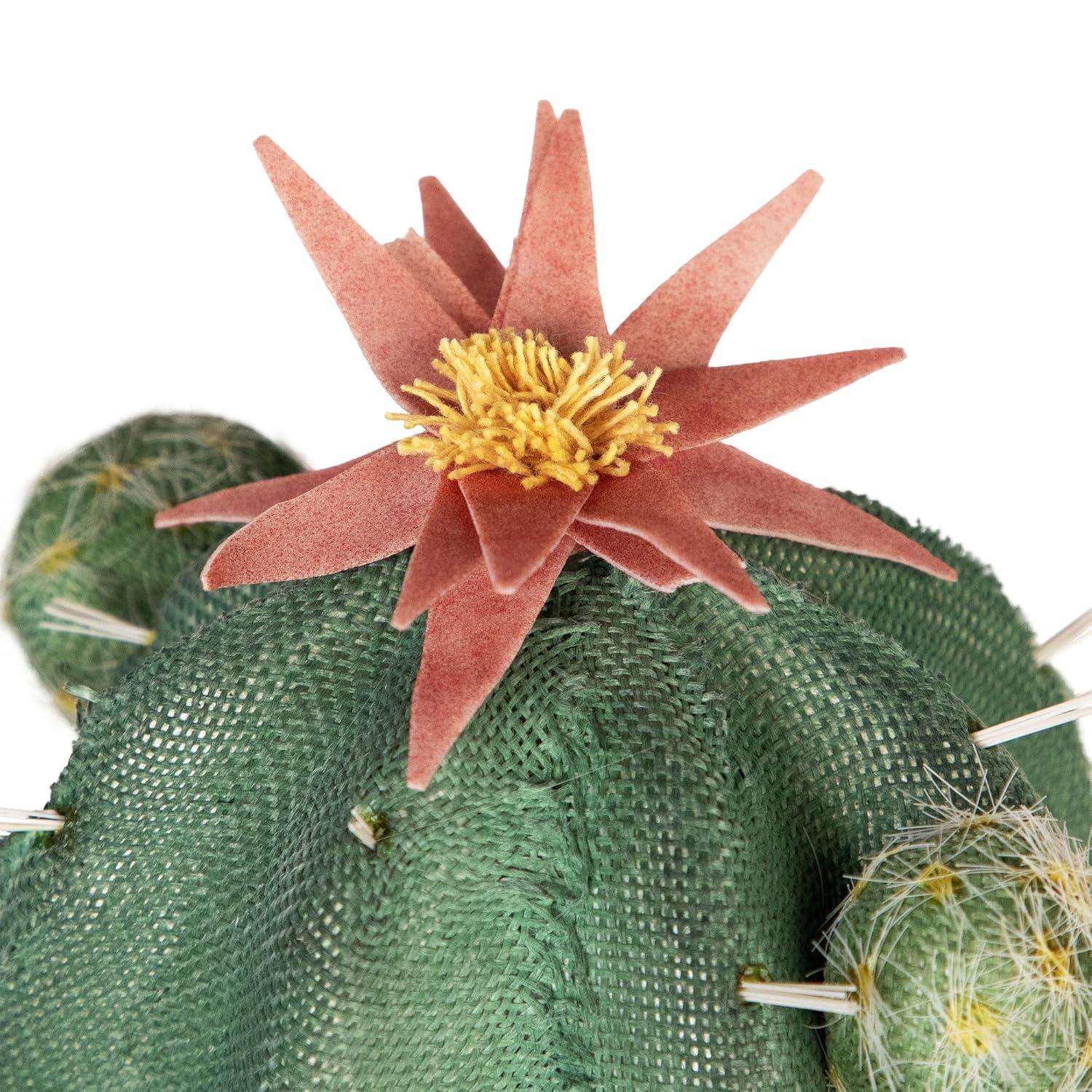 Northlight Seasonal 13.75" Potted Green and Brown Artificial Cactus Plant with Flowers