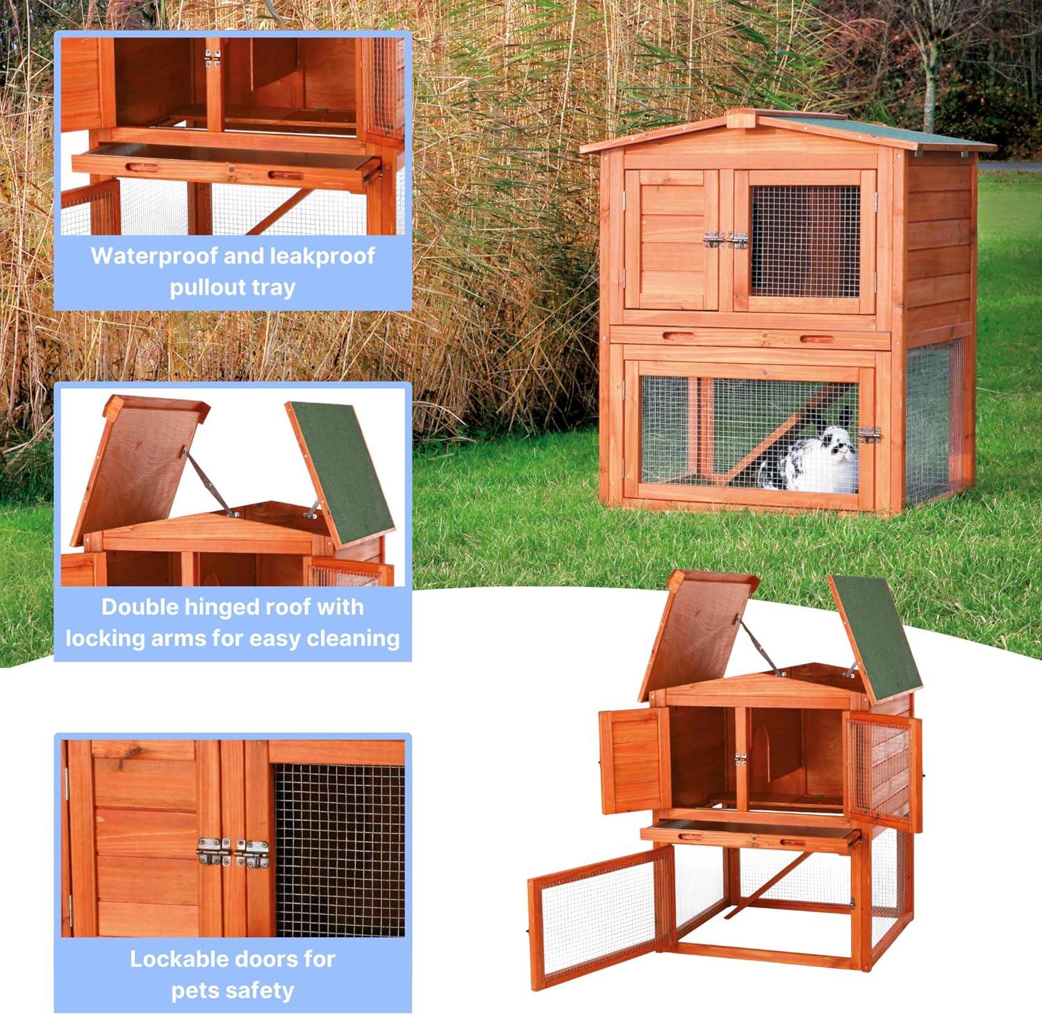 TRIXIE TRIXIE Elevated Single Rabbit Hutch with Large Run, Ramp, Ideal for Rabbits or Guinea Pigs