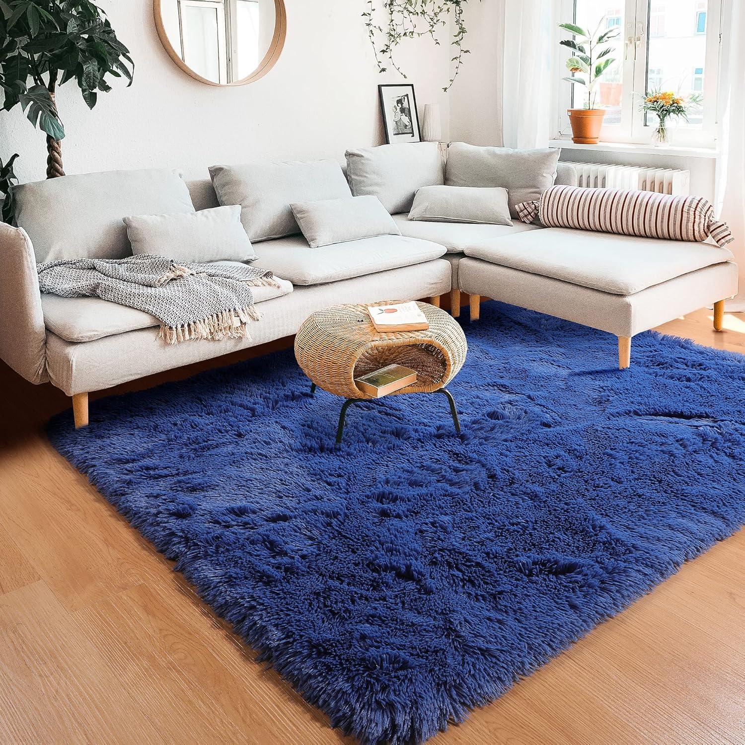Bailu Fluffy Black Rug for Living Room,5x8 Area Rugs,Thick Plush Shag Rug,Shaggy Rugs for Bedroom,Big Fuzzy Carpet,Comfy Kids Rugs,Large Living Room Rugs,Living Room Decor