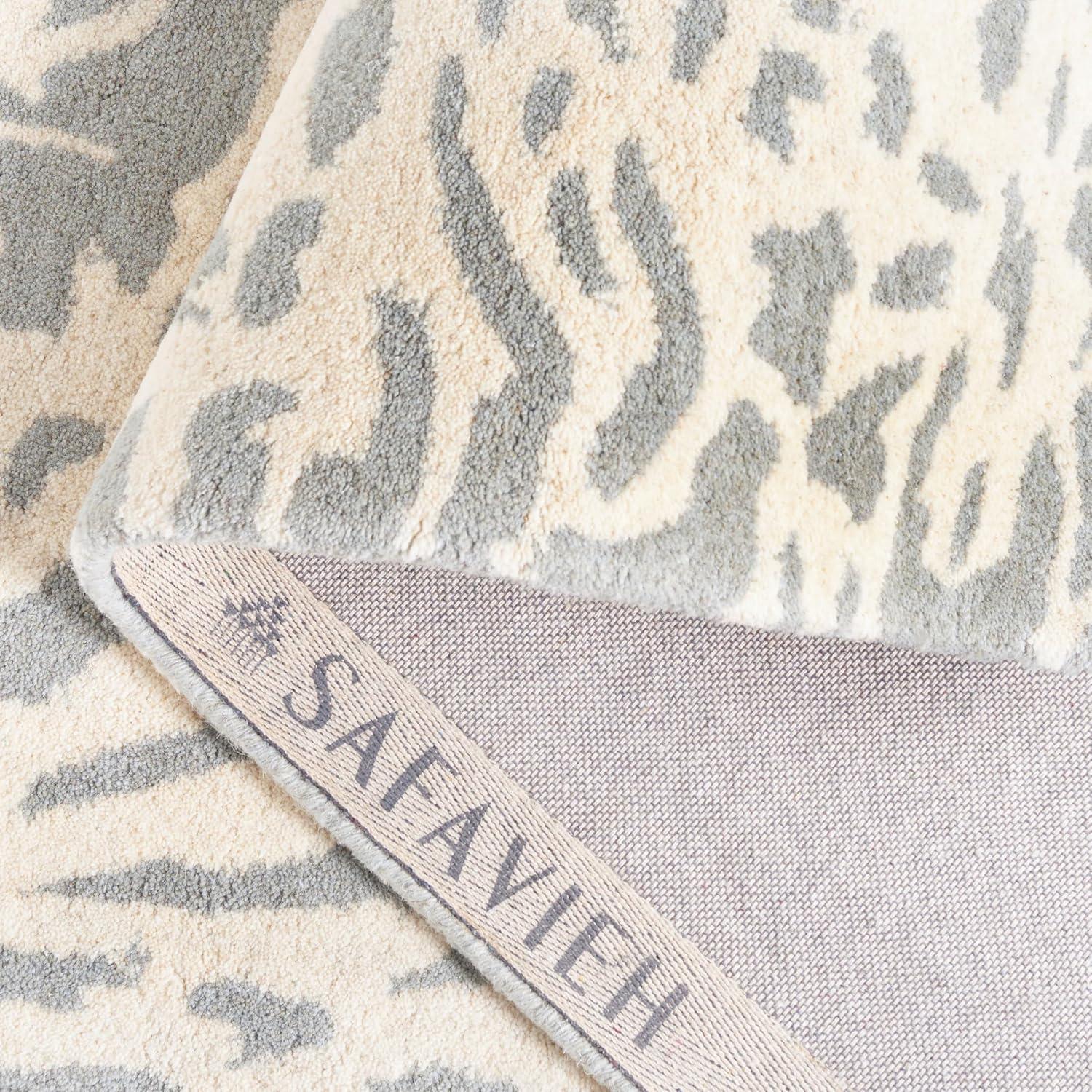 Bella BEL115 Hand Tufted Area Rug - Grey/Ivory - 5' Round - Safavieh.