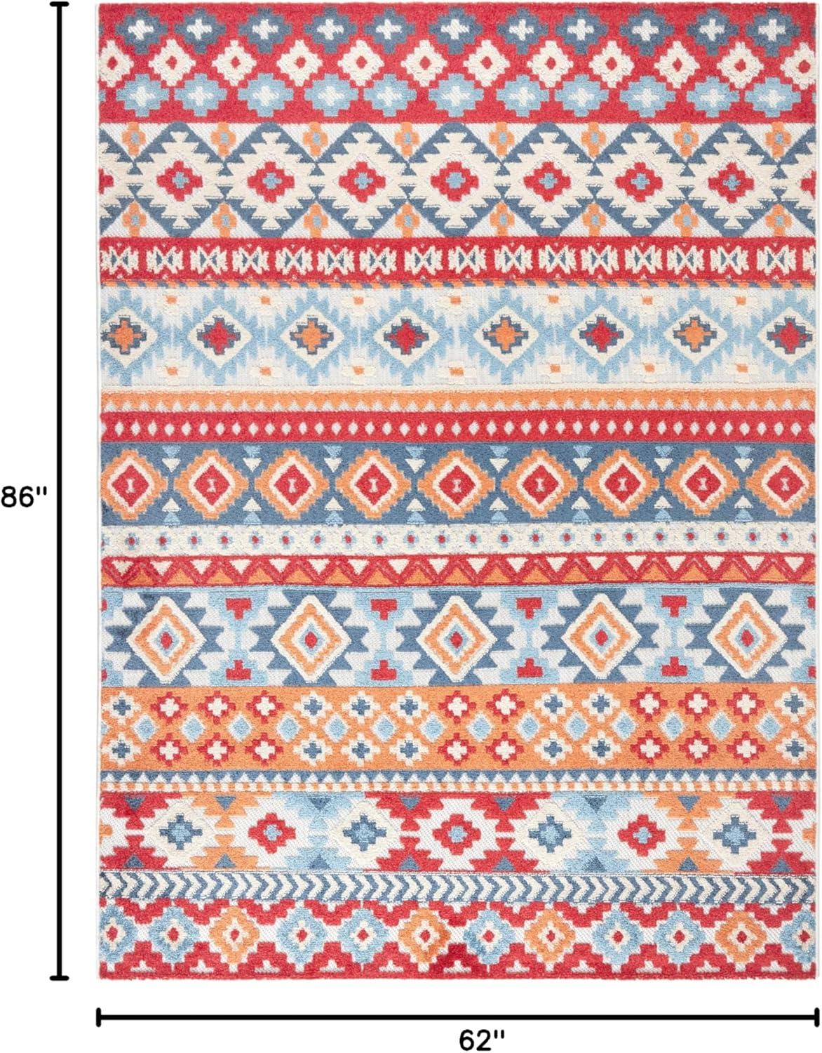 TOWN & COUNTRY EVERYDAY Dahlia Southwestern Stripe Outdoor Rug Red/Multi