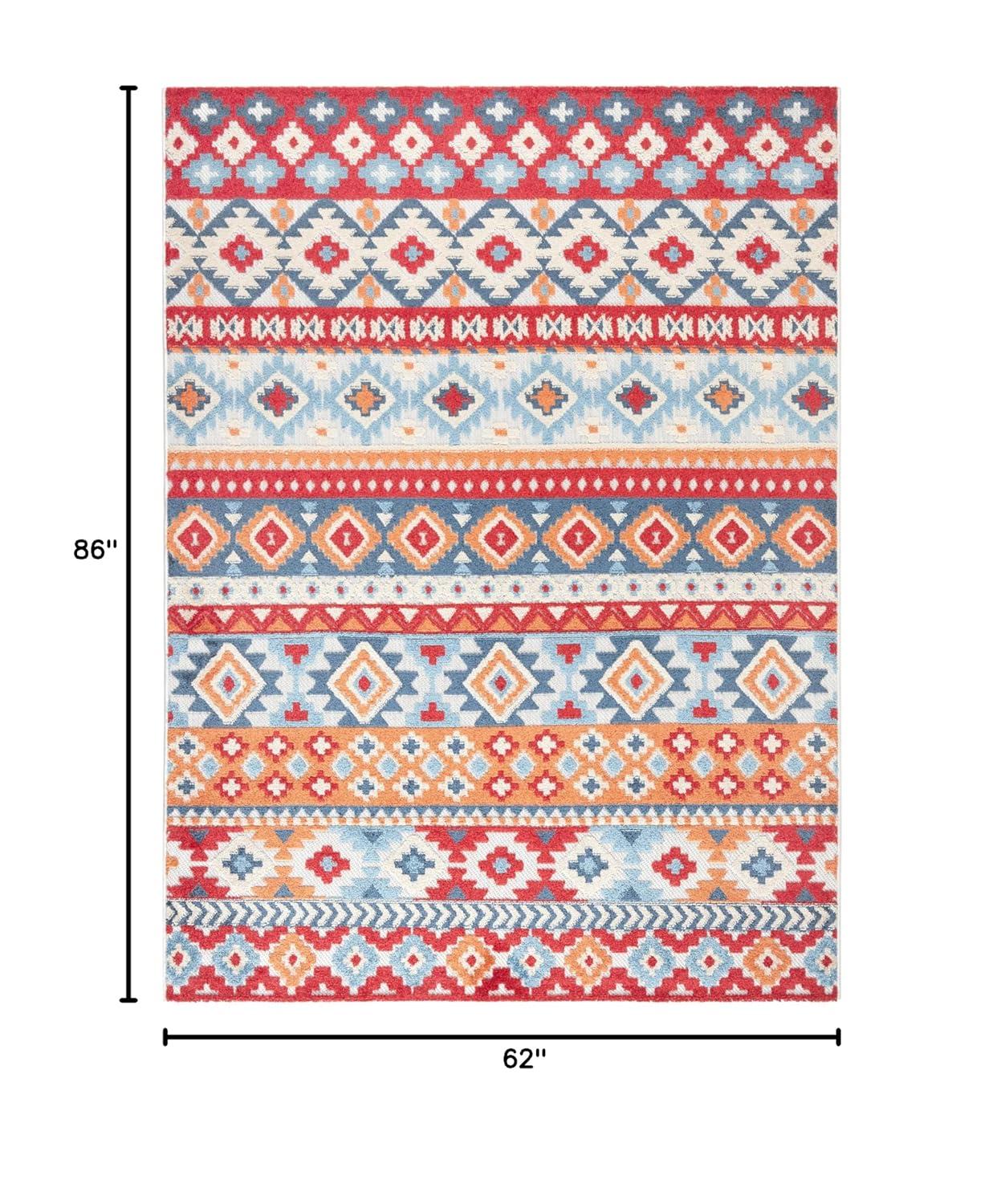 TOWN & COUNTRY EVERYDAY Dahlia Southwestern Stripe Outdoor Rug Red/Multi