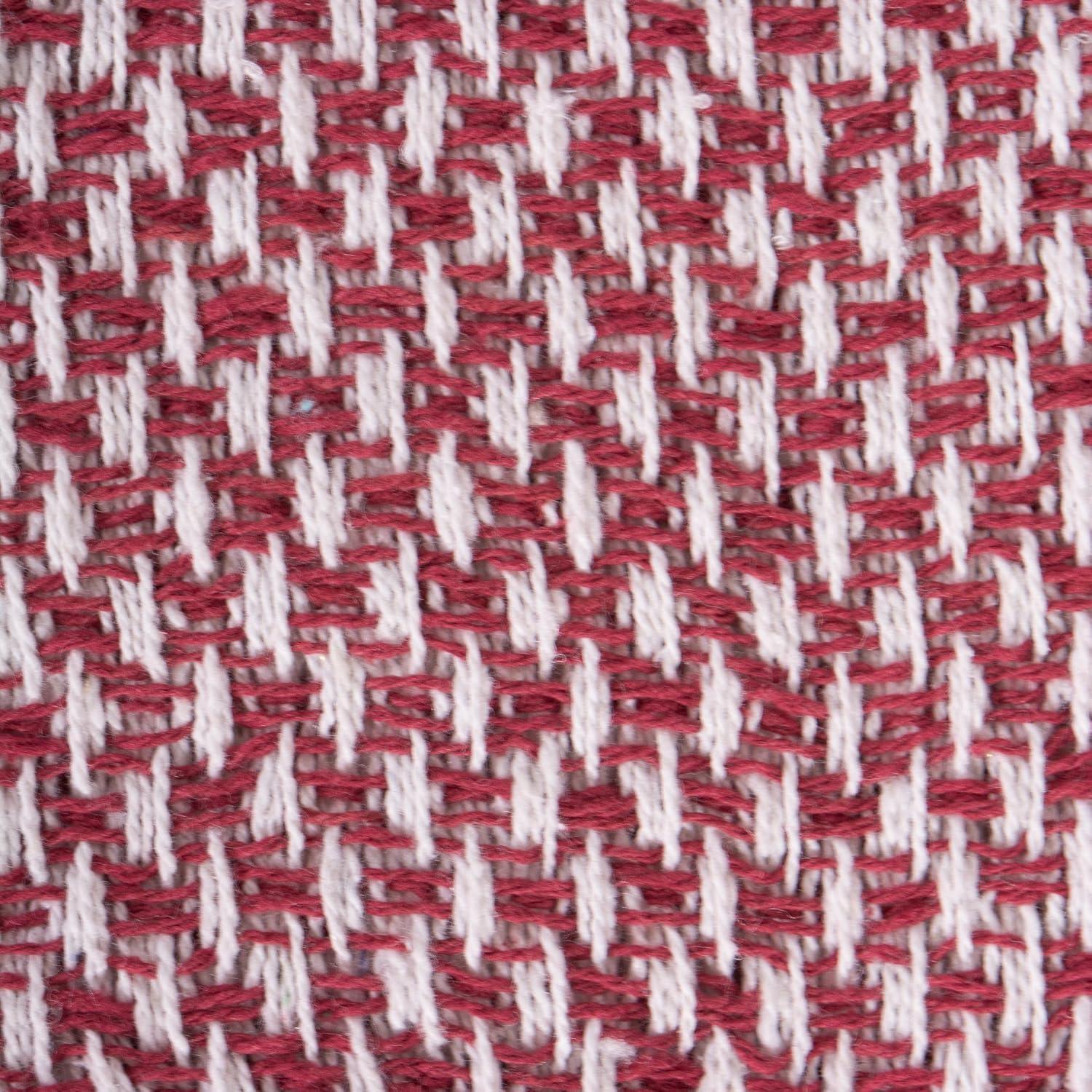 DII 50x60" Modern Cotton Woven Throw with Fringe in Barn Red