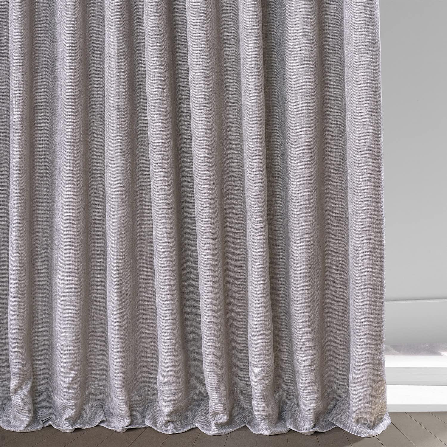 Clay Textured Faux Linen 96" Blackout Window Curtain