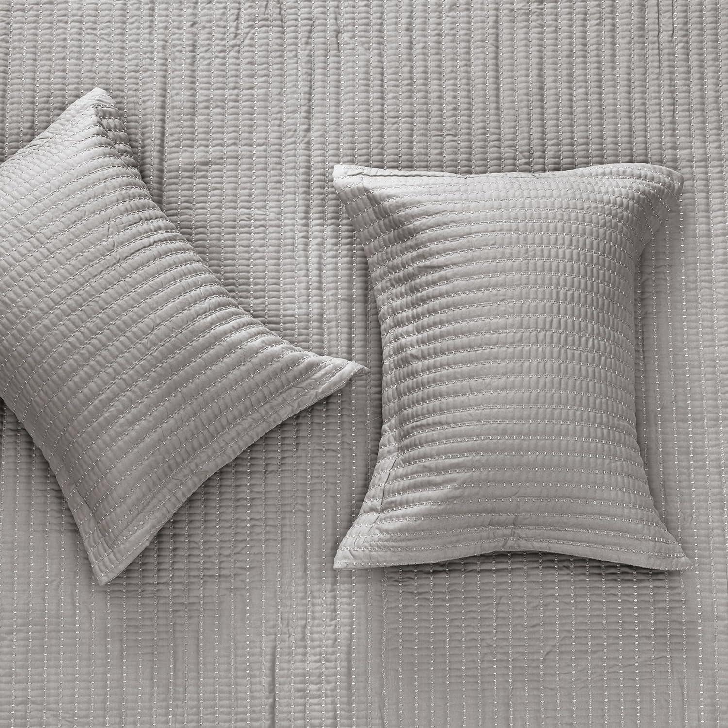 FreshFolds Modern & Contemporary Stripe Stitched Quilt Set with Shams