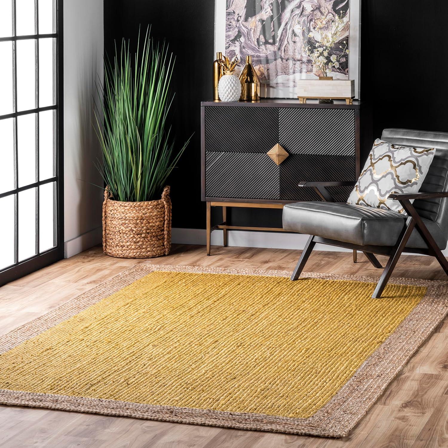 Yellow Solid Loomed Area Rug - (2'x3') - nuLOOM: Modern Jute, Low Pile, Indoor Rectangle Rug, Vacuum & Spot Clean