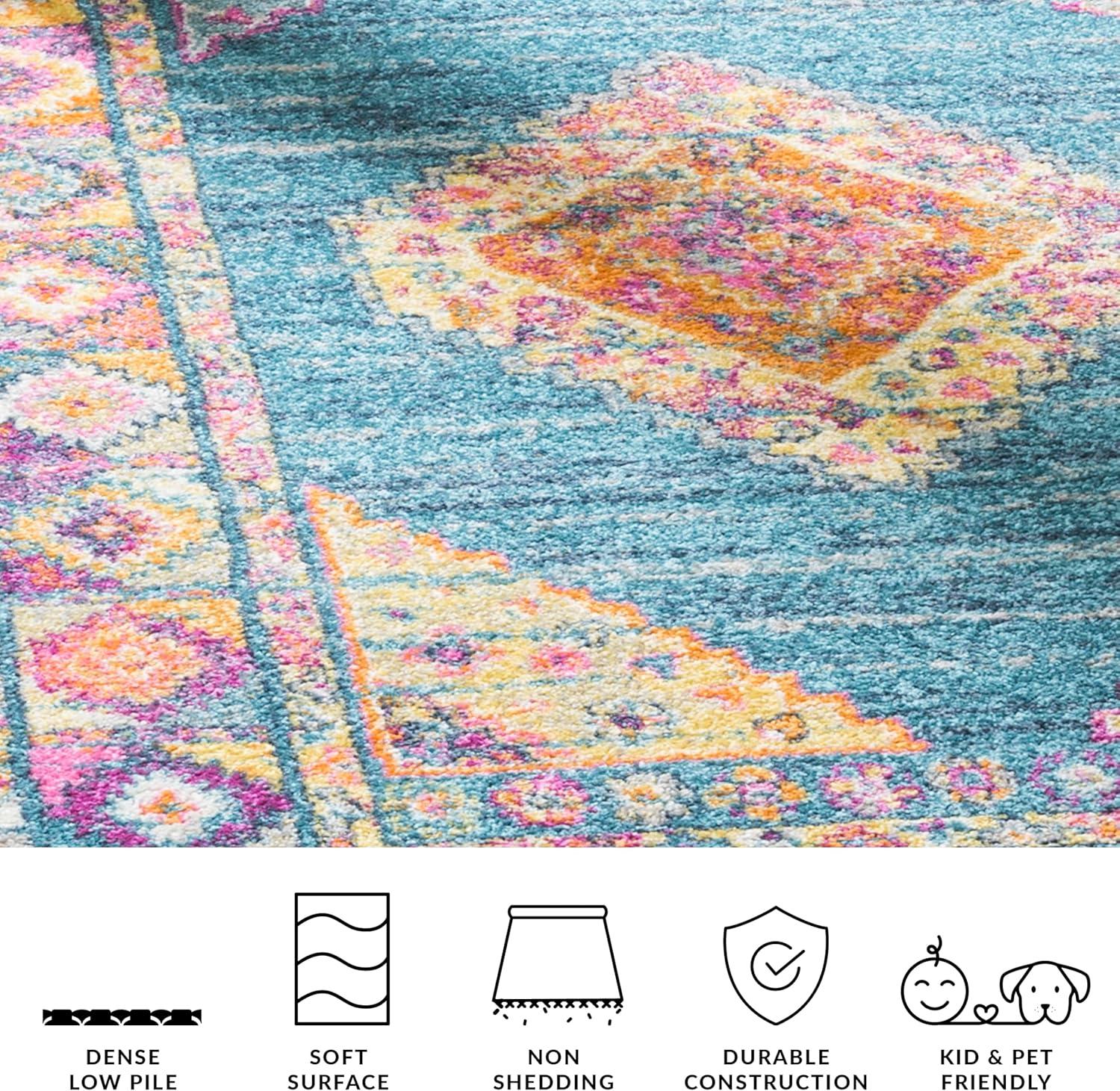Madison MAD133 Power Loomed Indoor Area Rug - Light Blue/Orange - 8'x10' - Safavieh