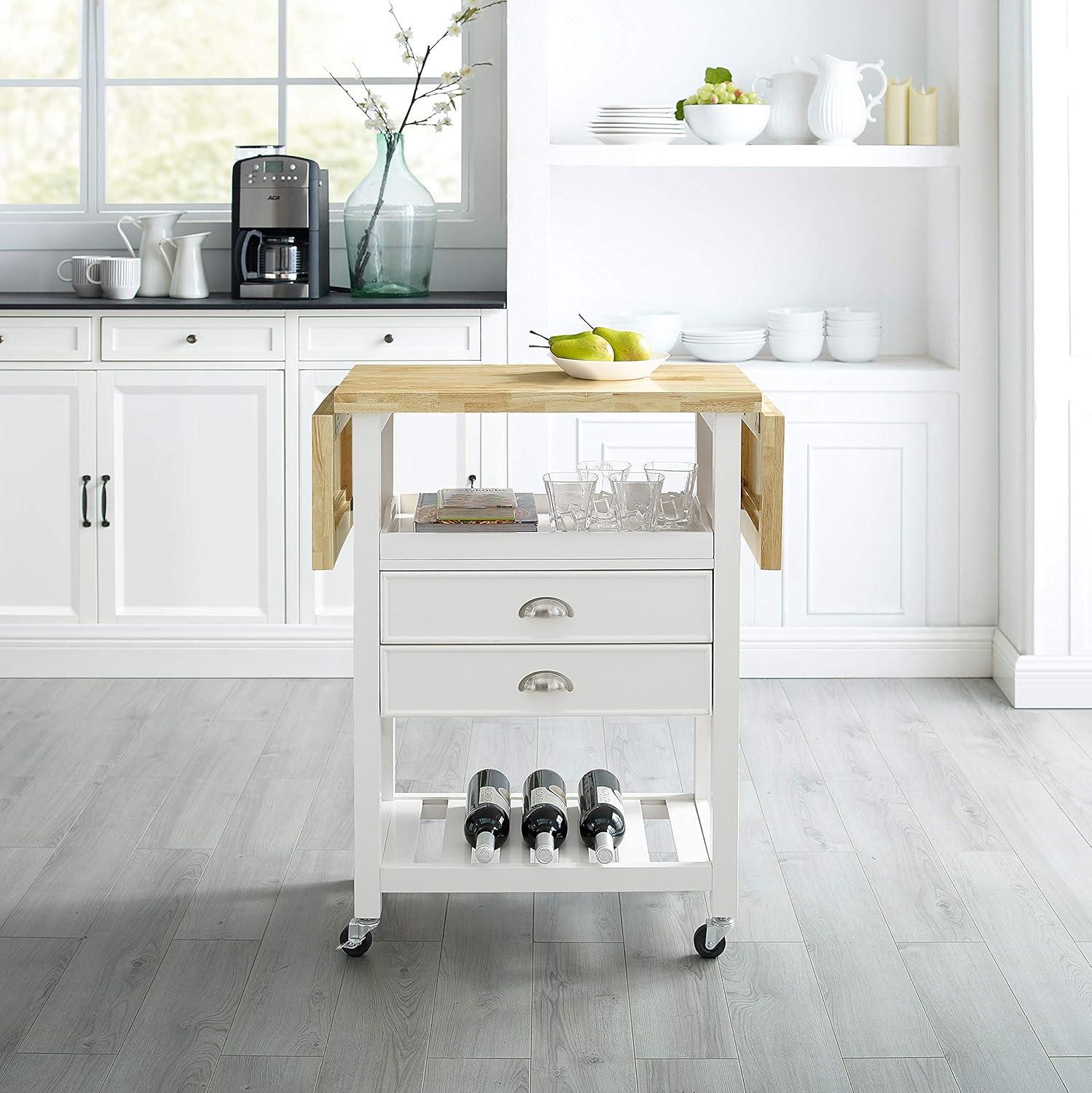 Bristol Double Drop Leaf Kitchen Cart White - Crosley