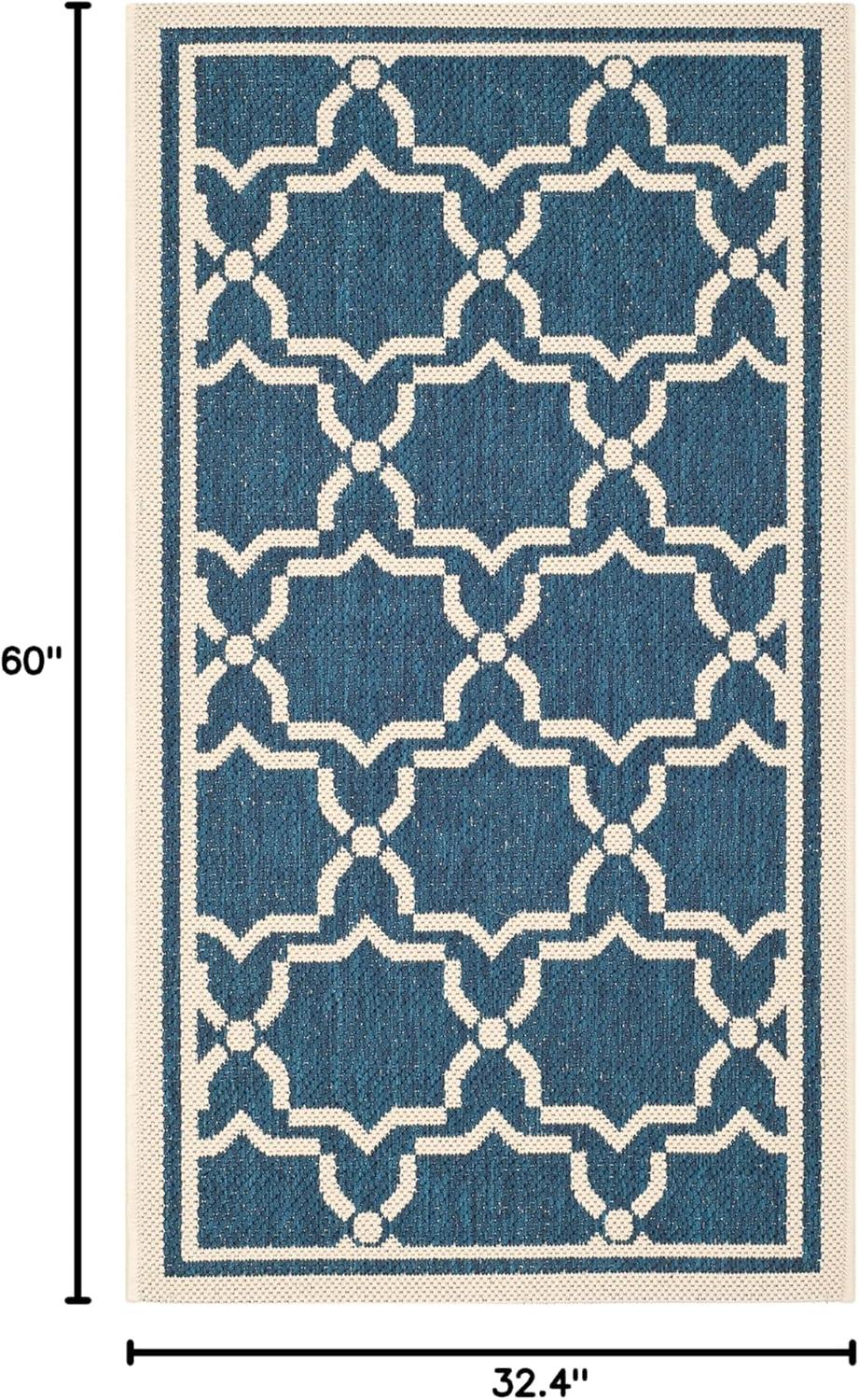 Courtyard CY6916 Power Loomed Indoor and Outdoor Accent Rug - Navy/Beige - 2'7"x5' - Safavieh