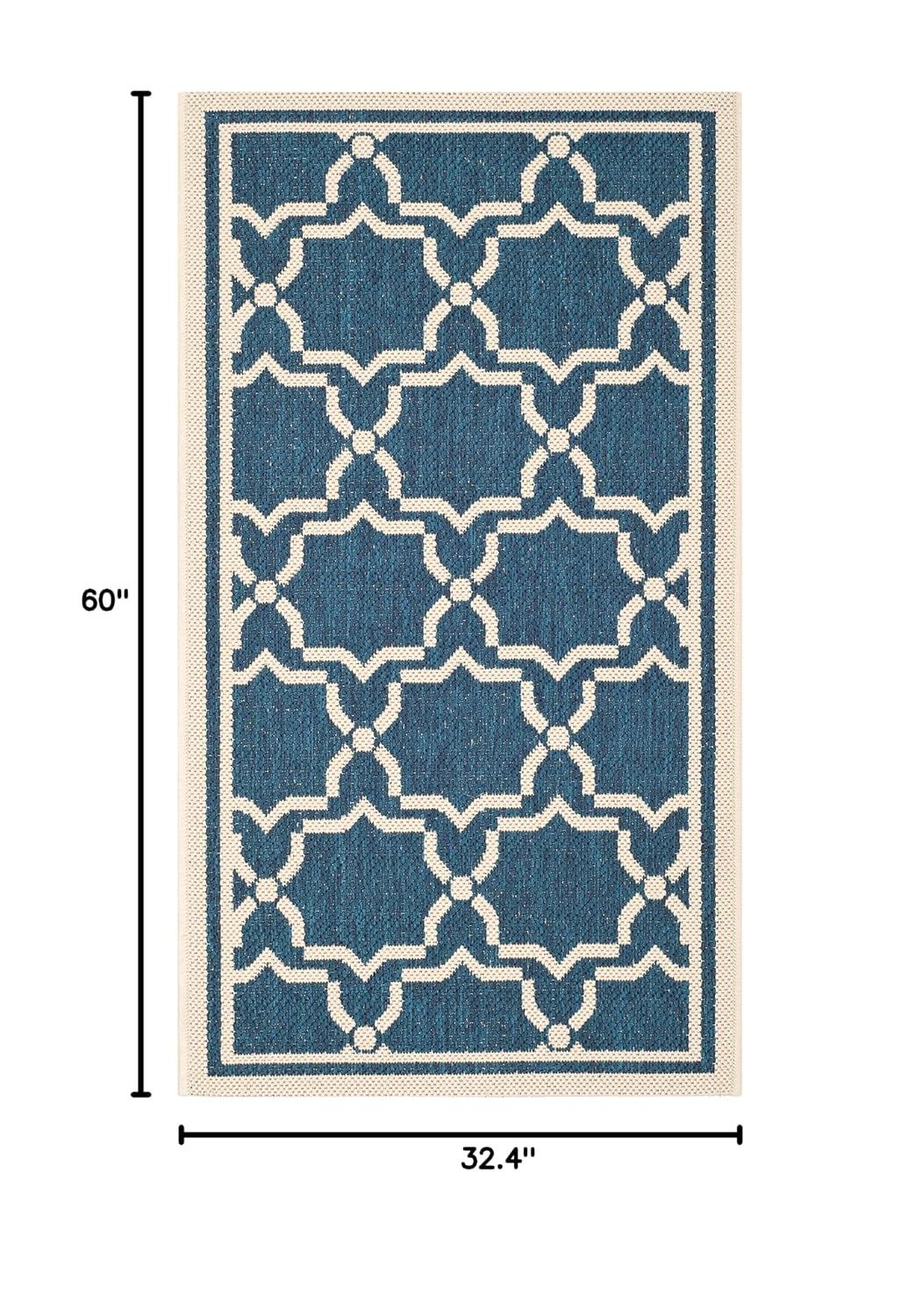 Courtyard CY6916 Power Loomed Indoor and Outdoor Accent Rug - Navy/Beige - 2'7"x5' - Safavieh