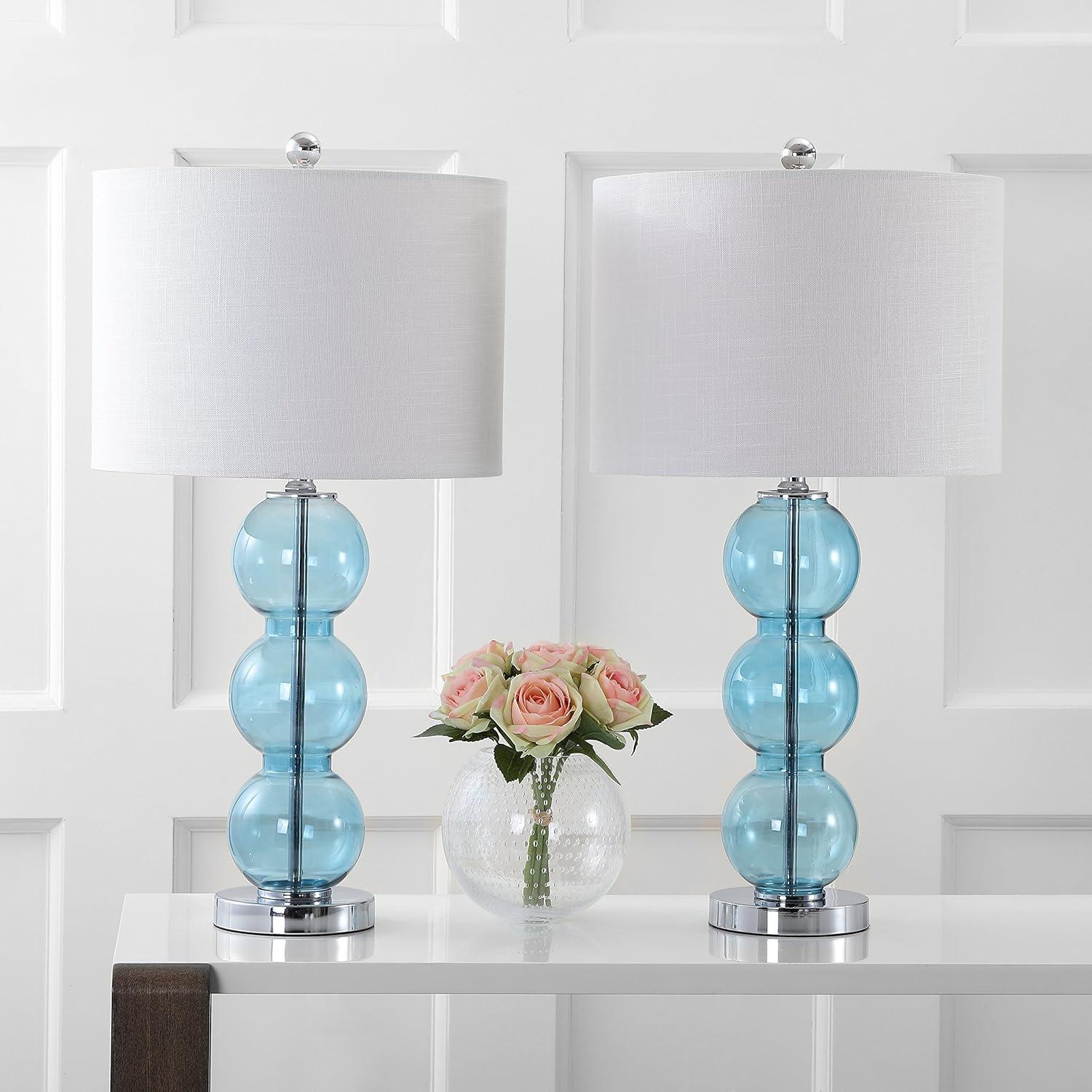 Jonathan Y Lighting Jyl1070 Bella 1 Light 27" Tall Led Buffet Table Lamp Set Of (2) - Blue