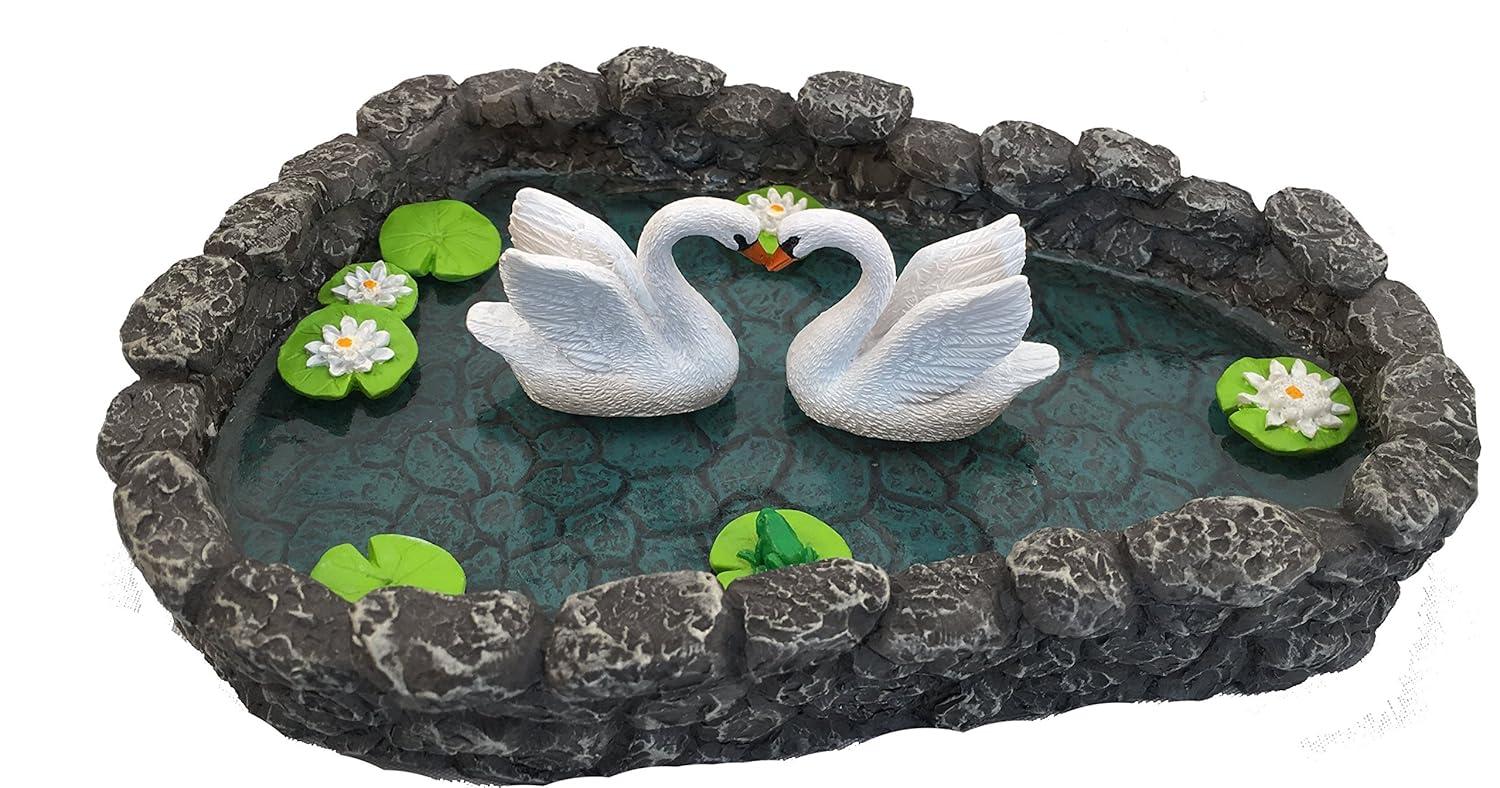 Swan Miniature Pond - LOVE is in the air!  A Miniature Swan Lake for a Miniature Fairy Garden and Miniature Garden Accessories by GlitZGlam